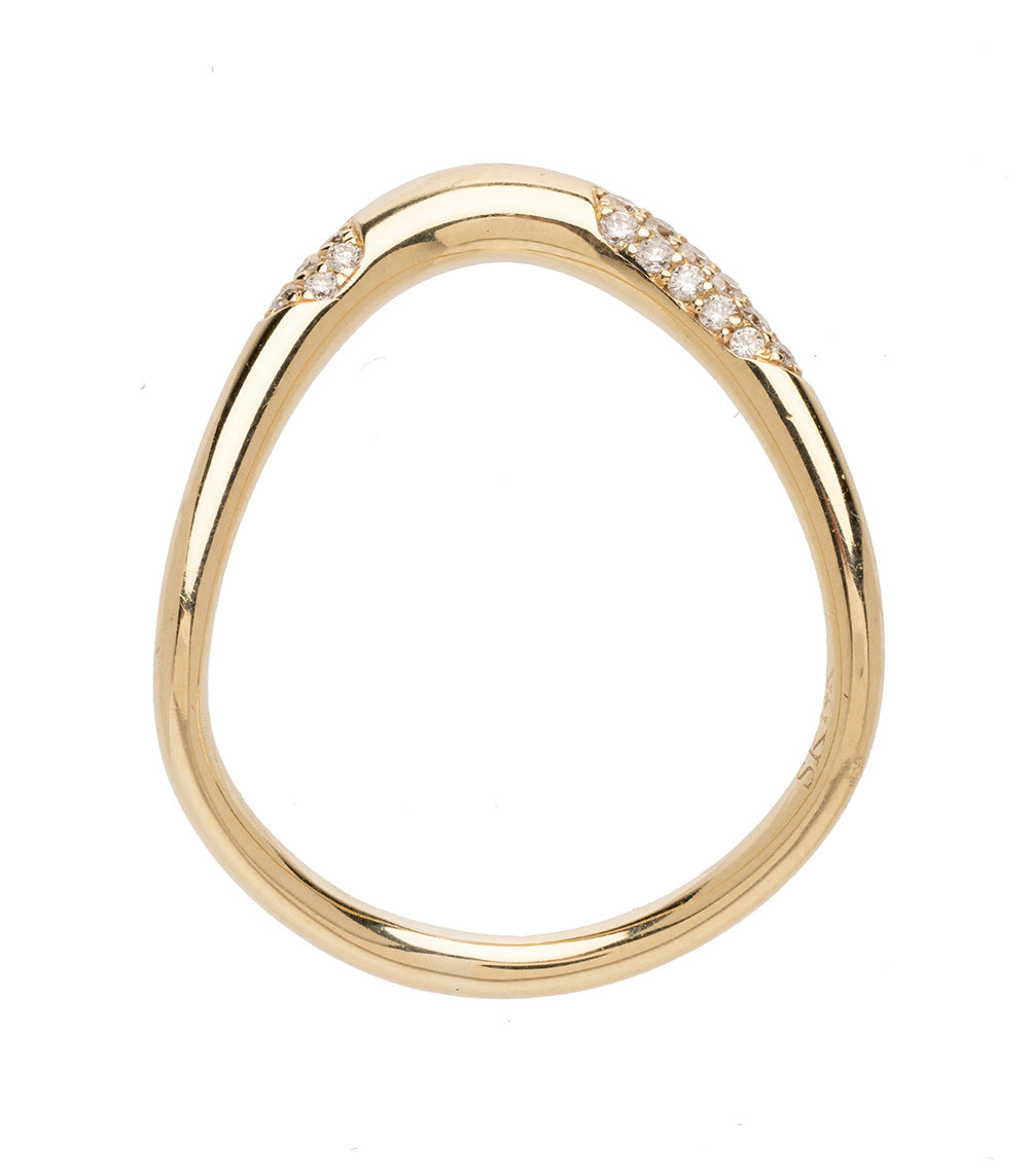 Large Melt Band With Pave Diamond Patches - Elegant Stackable Ring for Women, Perfect for Weddings, Anniversaries & Everyday Wear
