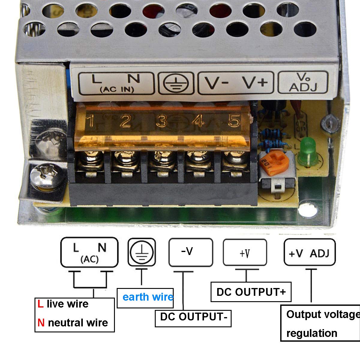 24V 1A 25W AC to DC Power Supply Converter - 110V/220V Input for LED Strip Lights, Computer Projects, CCTV Cameras & Home Electronics - Compact Switching Transformer for DIY & Industrial Use