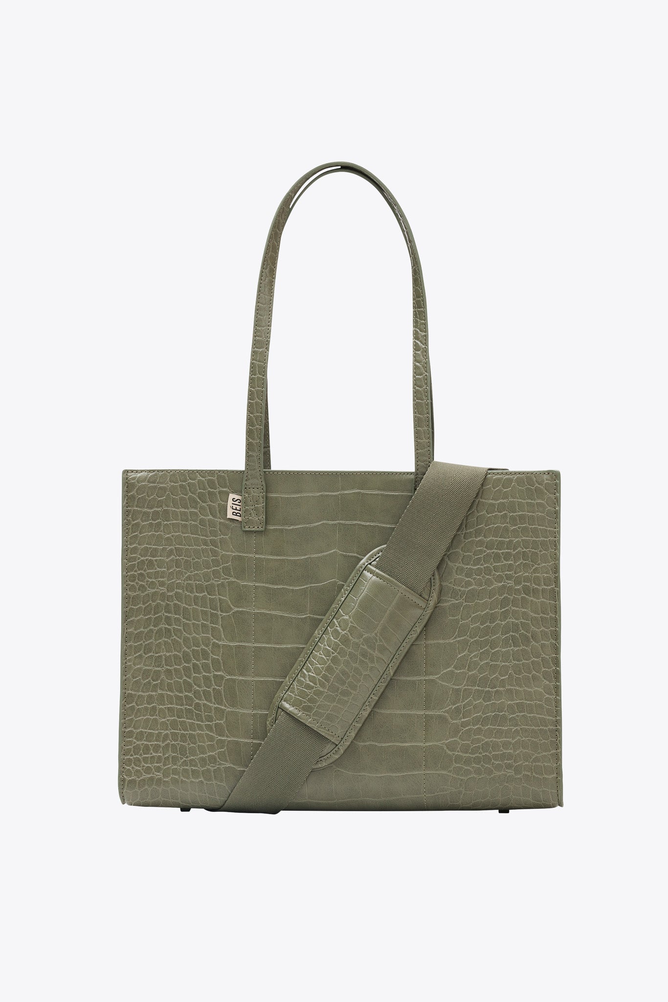 Premium Olive Croc Leather Work Tote Bag for Women - Stylish & Durable Professional Office Bag, Commuter Laptop Tote, Business Travel & Work Essentials Organizer