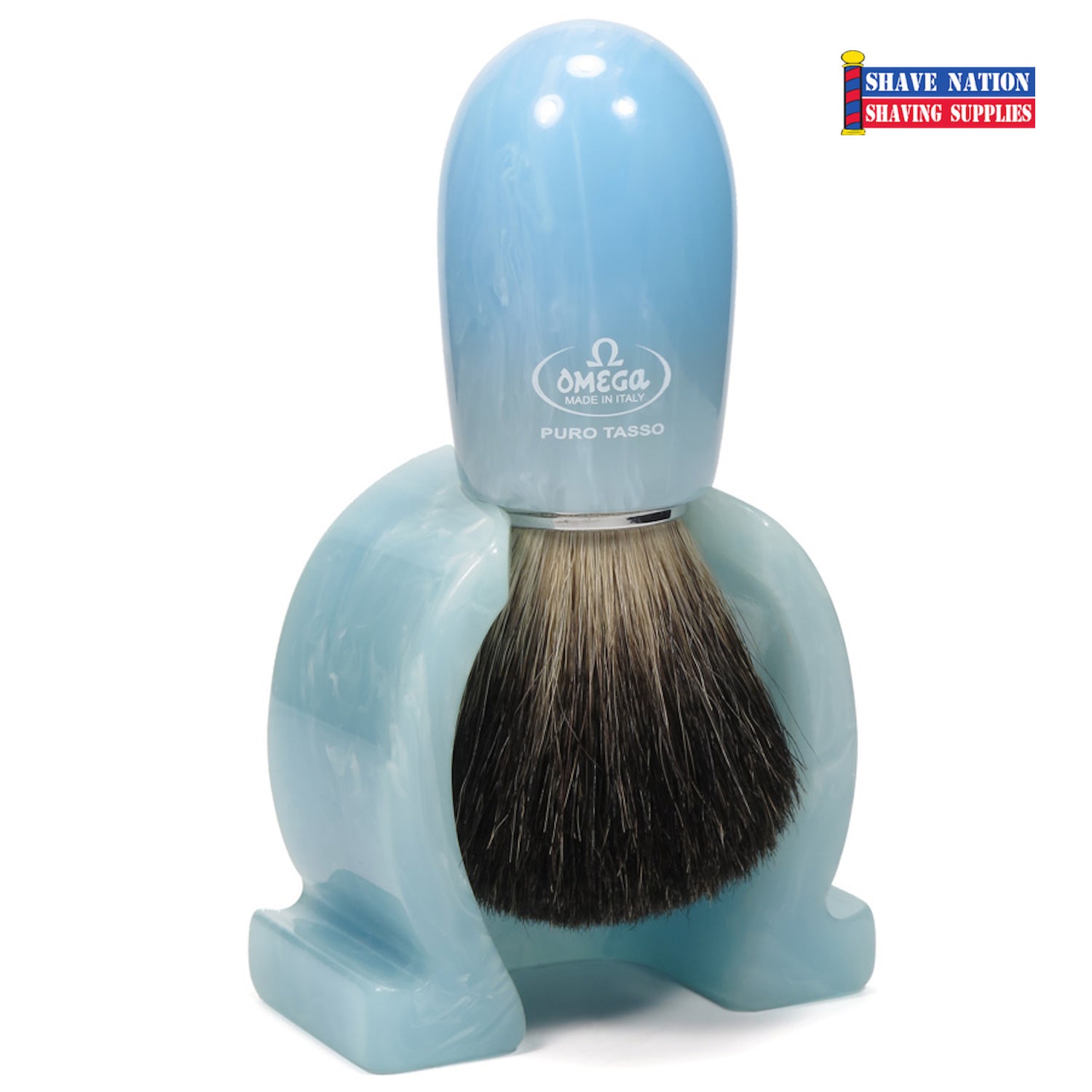 Premium Omega Black Badger Shaving Brush with Stand - Luxury Wet Shaving Kit for Men, Perfect for Travel & Home Grooming Rituals