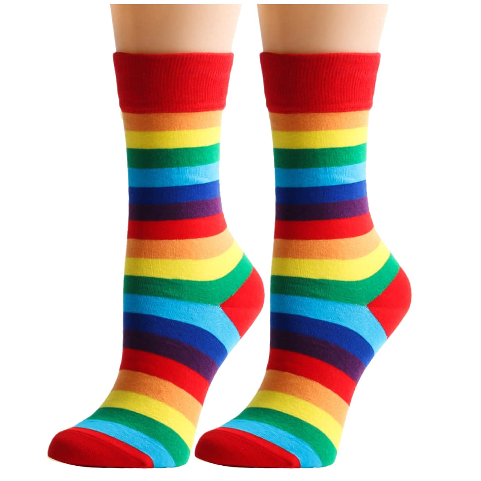 Bblulu Colorful Striped Crew Socks for Men & Women - Mid Tube High Socks - Comfortable Casual Athletic Socks for Running, Gym, Workout & Daily Wear