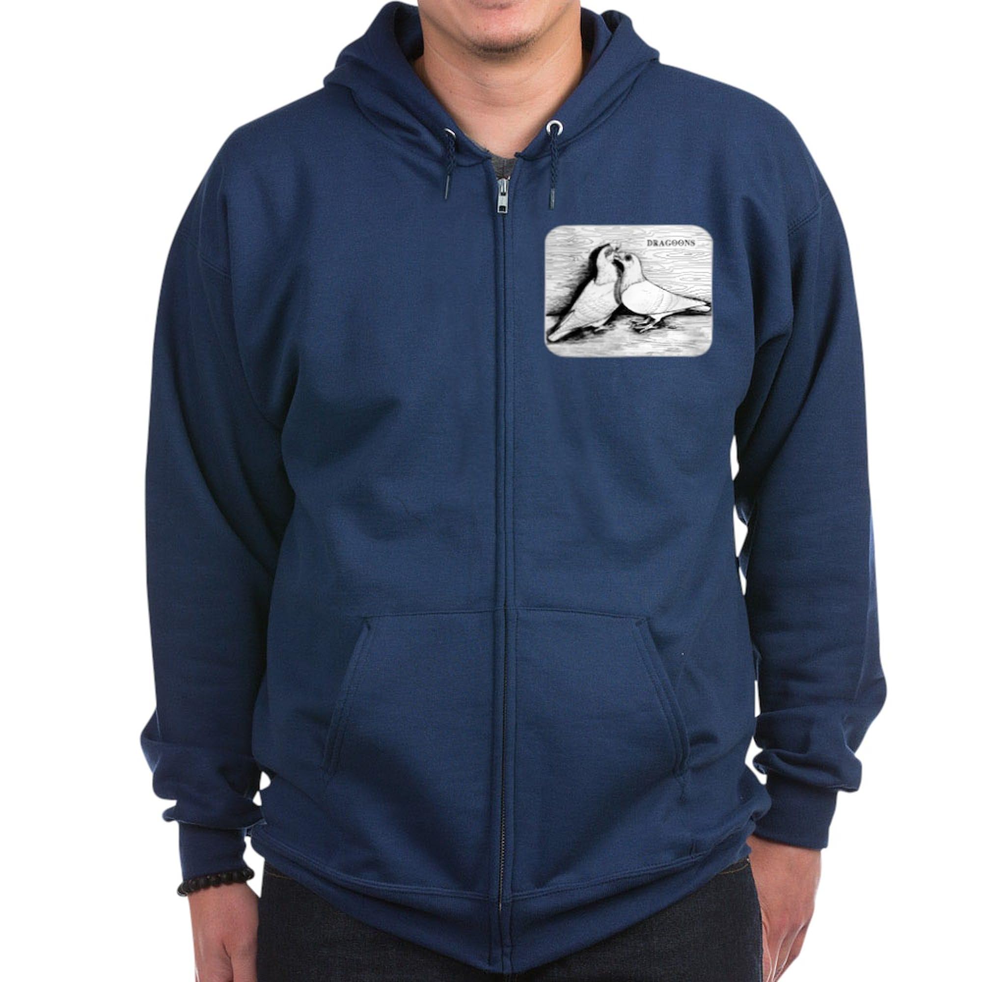 Dragoon Pigeons Zip Hoodie for Men - Dark Zip-Up Hooded Sweatshirt | Casual Streetwear & Gaming Apparel