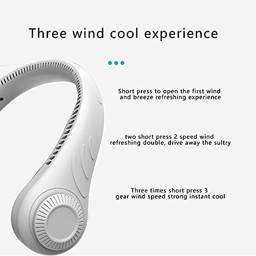 JYYBN Portable Leafless Hanging Neck Fan - 360° Cooling Fan with 78 Air Outlets, USB Rechargeable 4000mAh Battery, Hands-Free Personal Fan for Outdoor, Sports, Travel, Office & Home Use (White)