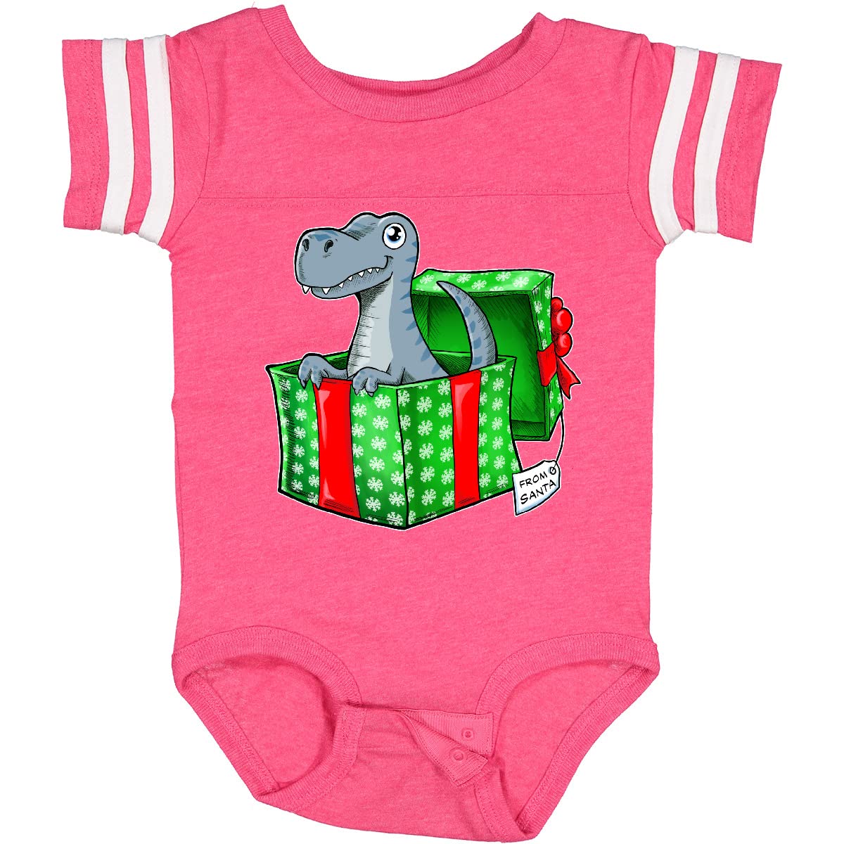 Inktastic Christmas Dinosaur Baby Bodysuit - Cute Santa Dino Gift for Infants & Toddlers - Perfect for Holiday Photos, Family Gatherings & Christmas Celebrations