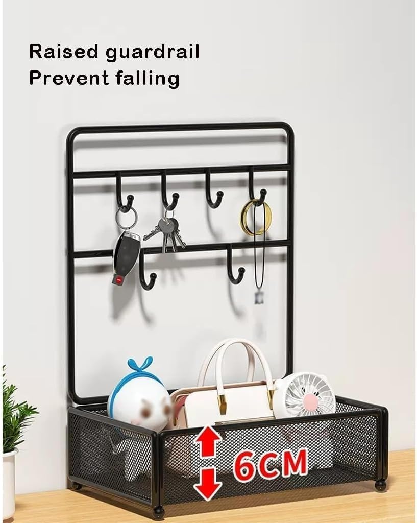Key Frame Entryway Hanging Key Tray & Jewelry Organizer - Decorative Storage for Keys, Coins, Watches & Jewelry - Perfect for Entryway, Bedroom & Coffee Table Decor (Black, Large)