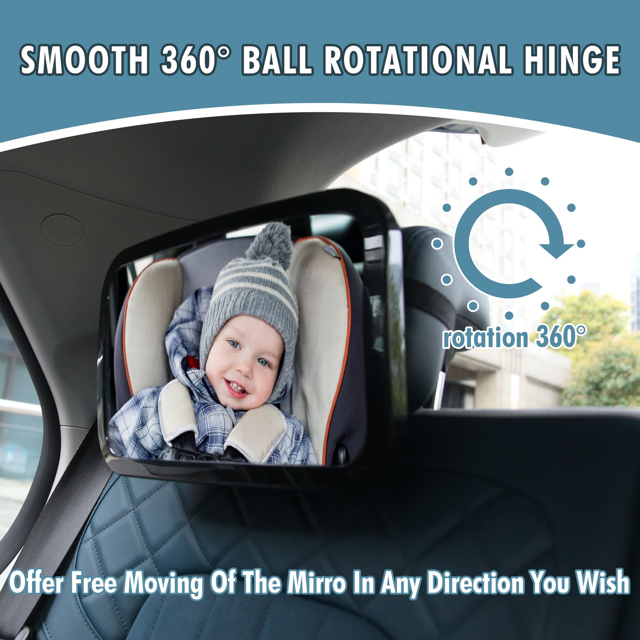 **CARTMAN Baby Car Mirror - Shatterproof Rear-Facing Infant Safety Mirror with 2 Pack 