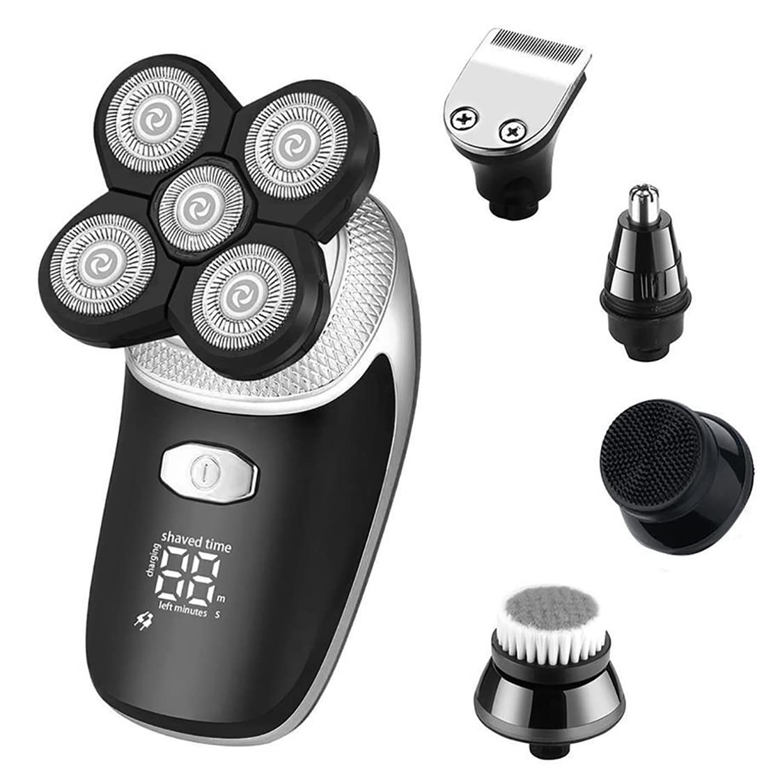5-in-1 Rechargeable Electric Razor for Men - Wet & Dry Multi-Function Grooming Kit with Beard & Nose Hair Trimmer | Perfect for Travel, Gym & Daily Shaving at Home