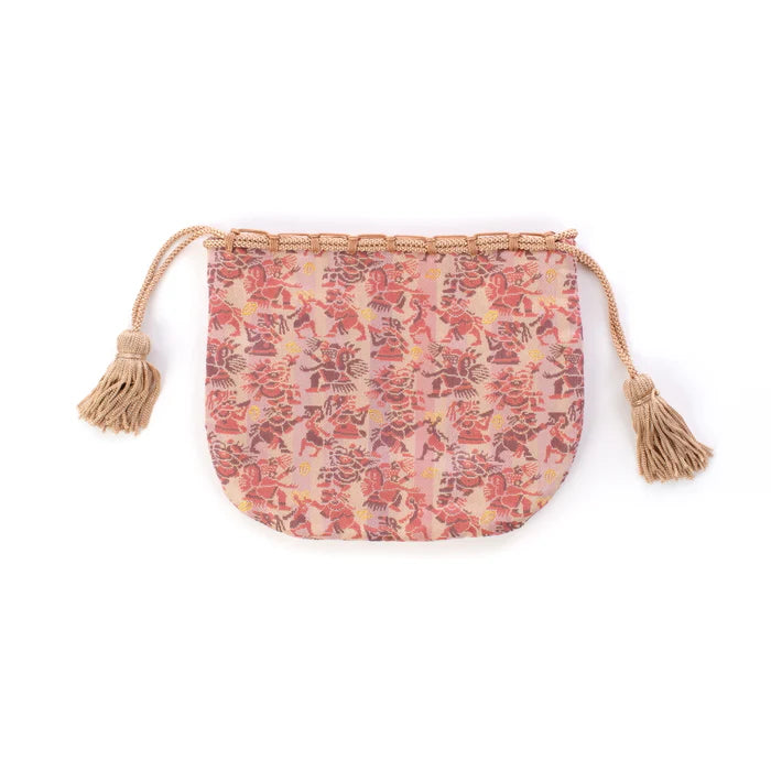 Nishijin Woven Small Drawstring Bag - Aztec Mythology Inspired Handmade Purse | Traditional Japanese Craft from Kyoto | Perfect for Coins, Jewelry & Gift Giving