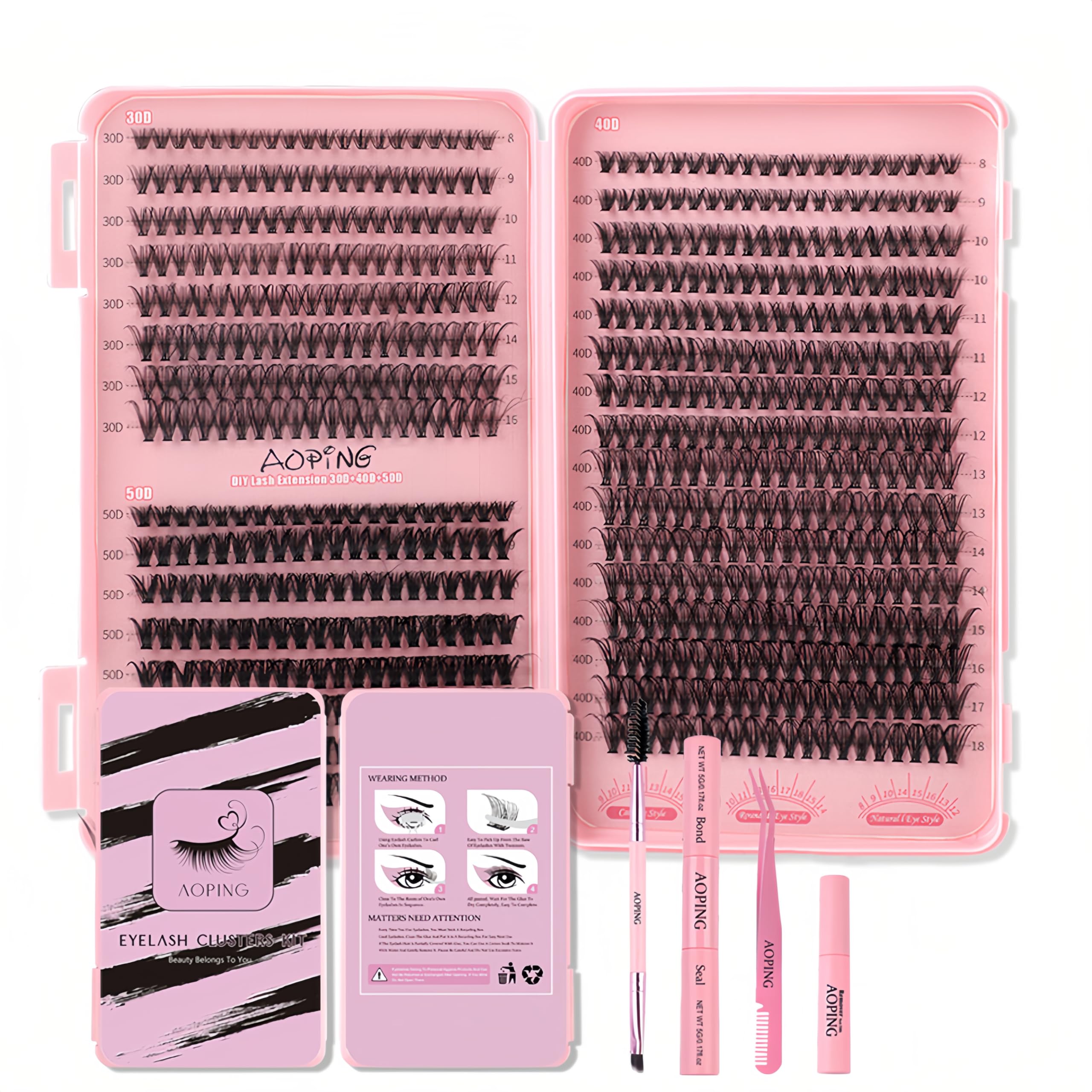 Premium 640pcs False Eyelash Extension Kit - 30D/40D/50D Mixed Lengths (8-18mm) with Professional Eyelash Tools Set for DIY Salon-Quality Lashes at Home | Perfect for Parties, Weddings & Special Occasions