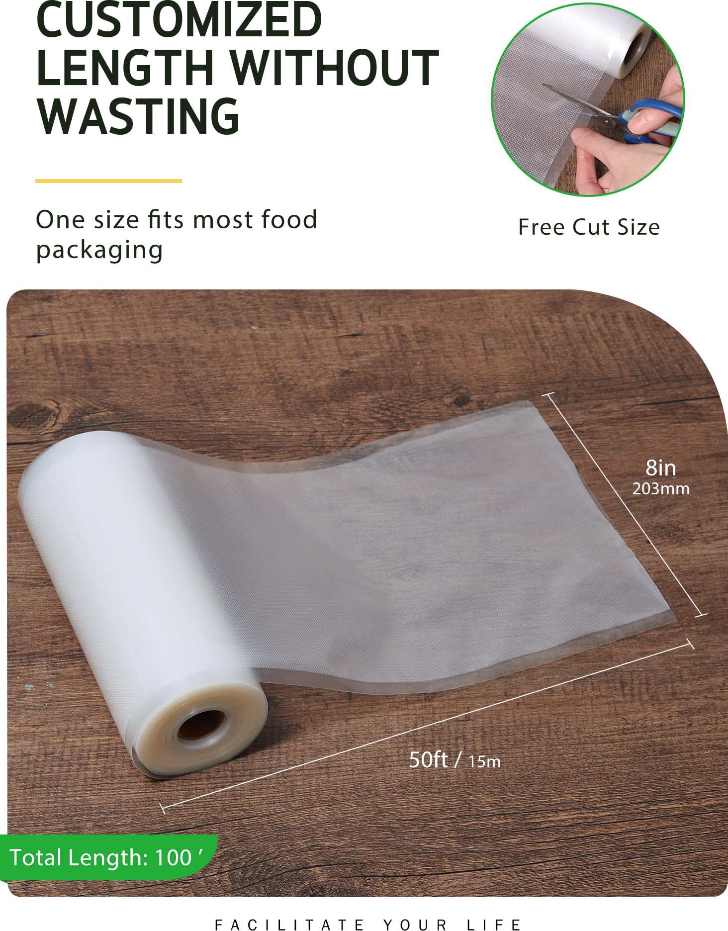 Syntus Vacuum Sealer Bags - 2 Rolls 8