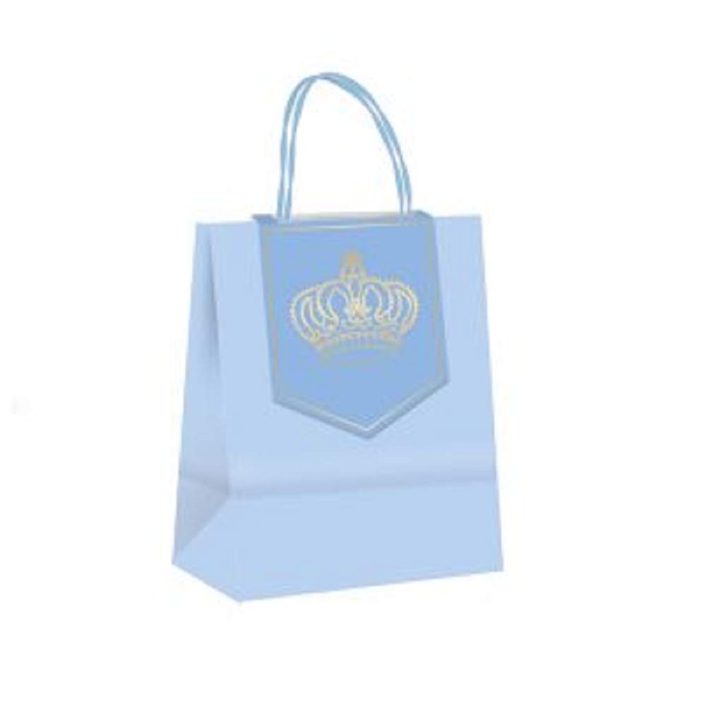 Prince Themed Party Favor Bags - 10 Pack Blue 11.5x6 Inches - Perfect for Baby Showers, 1st Birthday Parties & Boy Celebrations - Great for Goodie Bags, Candy Favors & Party Decorations