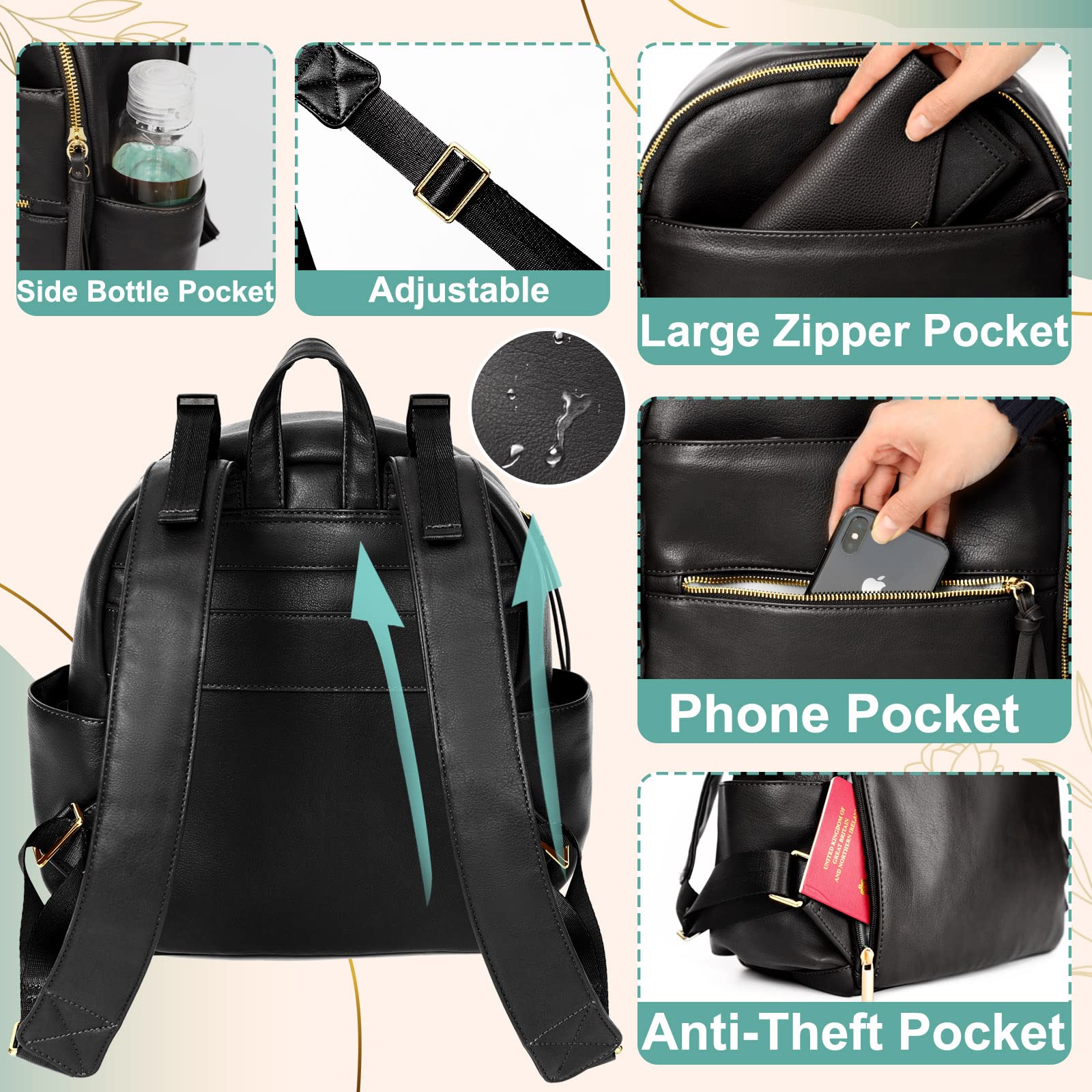 MOMINSIDE Small Diaper Bag Backpack - Mini Baby Diaper Bag with 2 Insulated Pockets & Stroller Straps | Perfect for Travel, Outings & Everyday Use | Compact Diaper Organizer for Moms on the Go