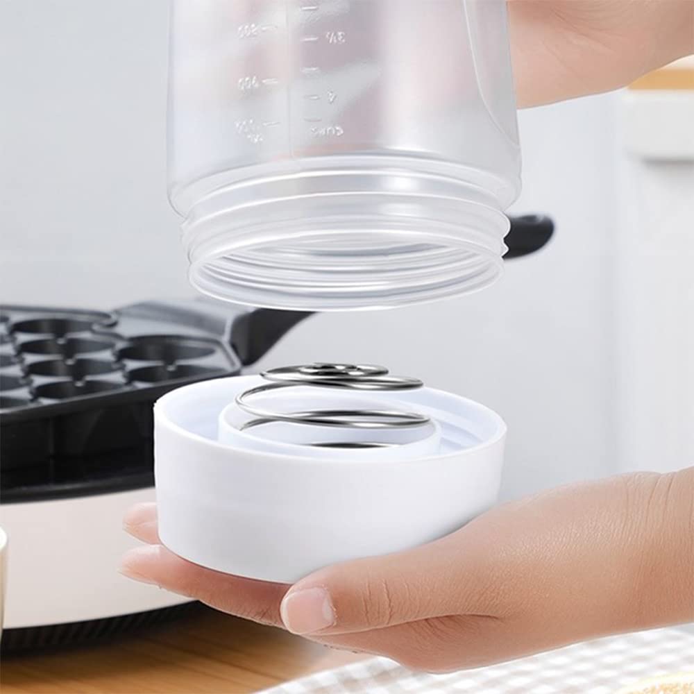 1000ML Batter Mixer with Measurement Scale & Stirring Ball - Handheld Pancake, Waffle, Crepe & Cupcake Batter Dispenser - Perfect for Breakfast Baking & Kitchen Cooking Tools
