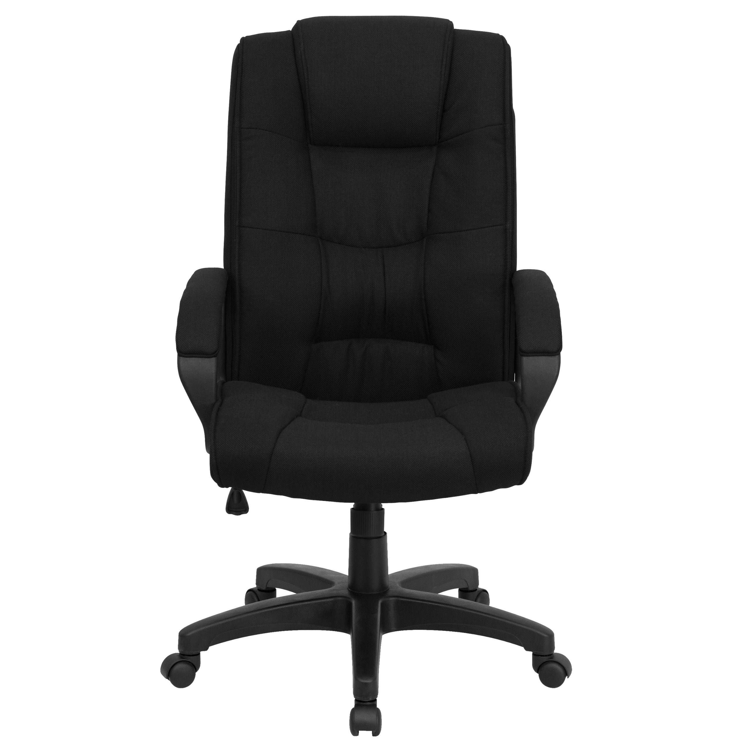 Ergonomic High Back Black Fabric Office Chair with Multi-Line Stitch & Swivel Base - Adjustable Arms for Home & Workspace Comfort