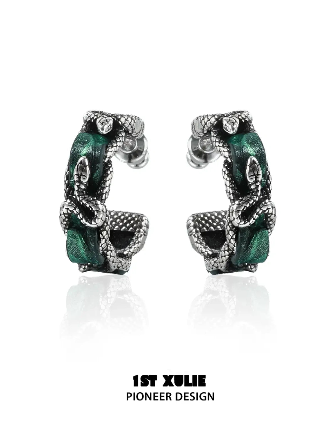 A pair of green earrings