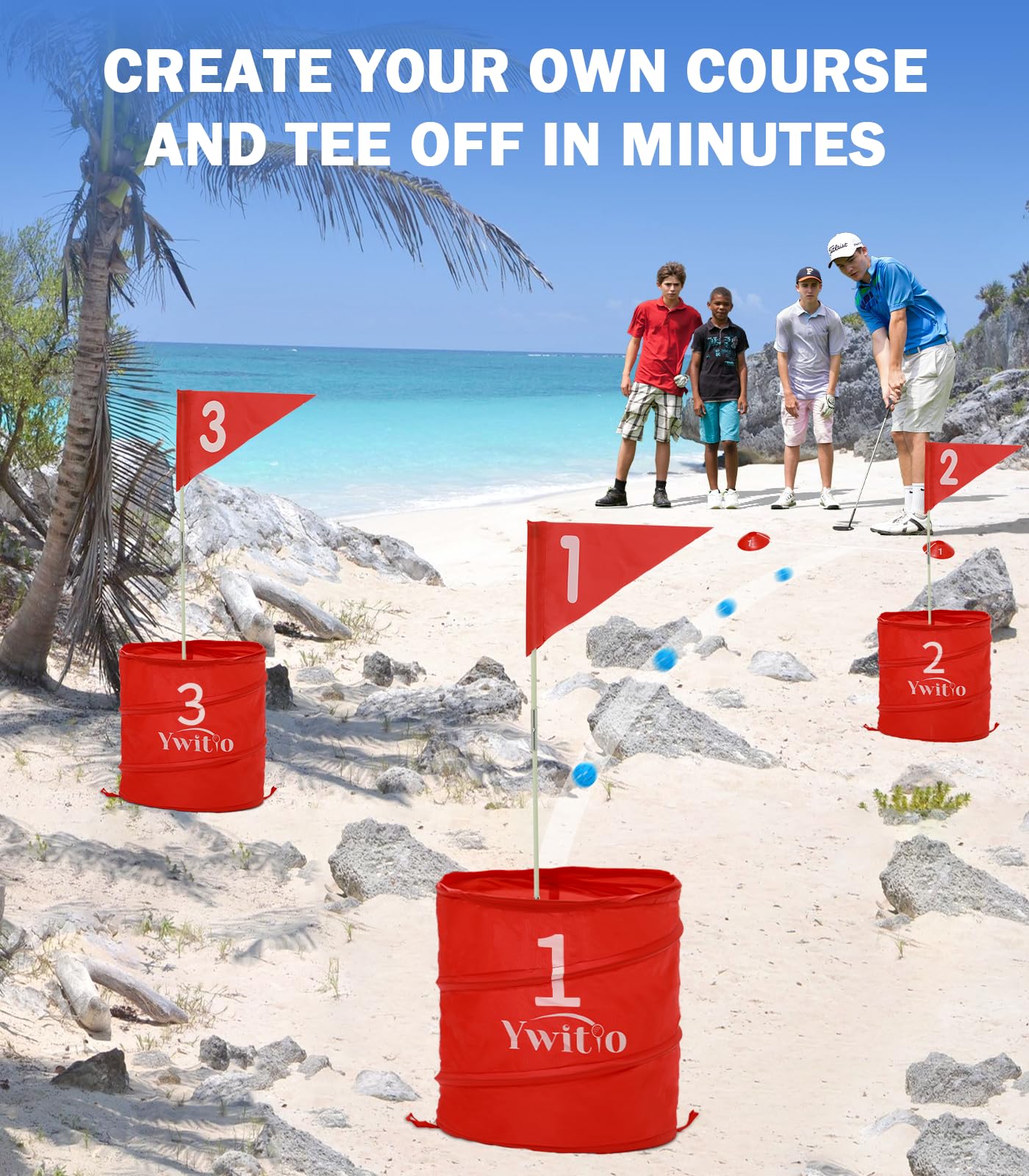 Outdoor Golf Chipping Game Set - 6-Hole Portable Golf Course with Flags for Adults & Family | Perfect for Backyard, Beach, Park & Lawn Practice | Fun Outdoor Yard Game for Parties & Picnics