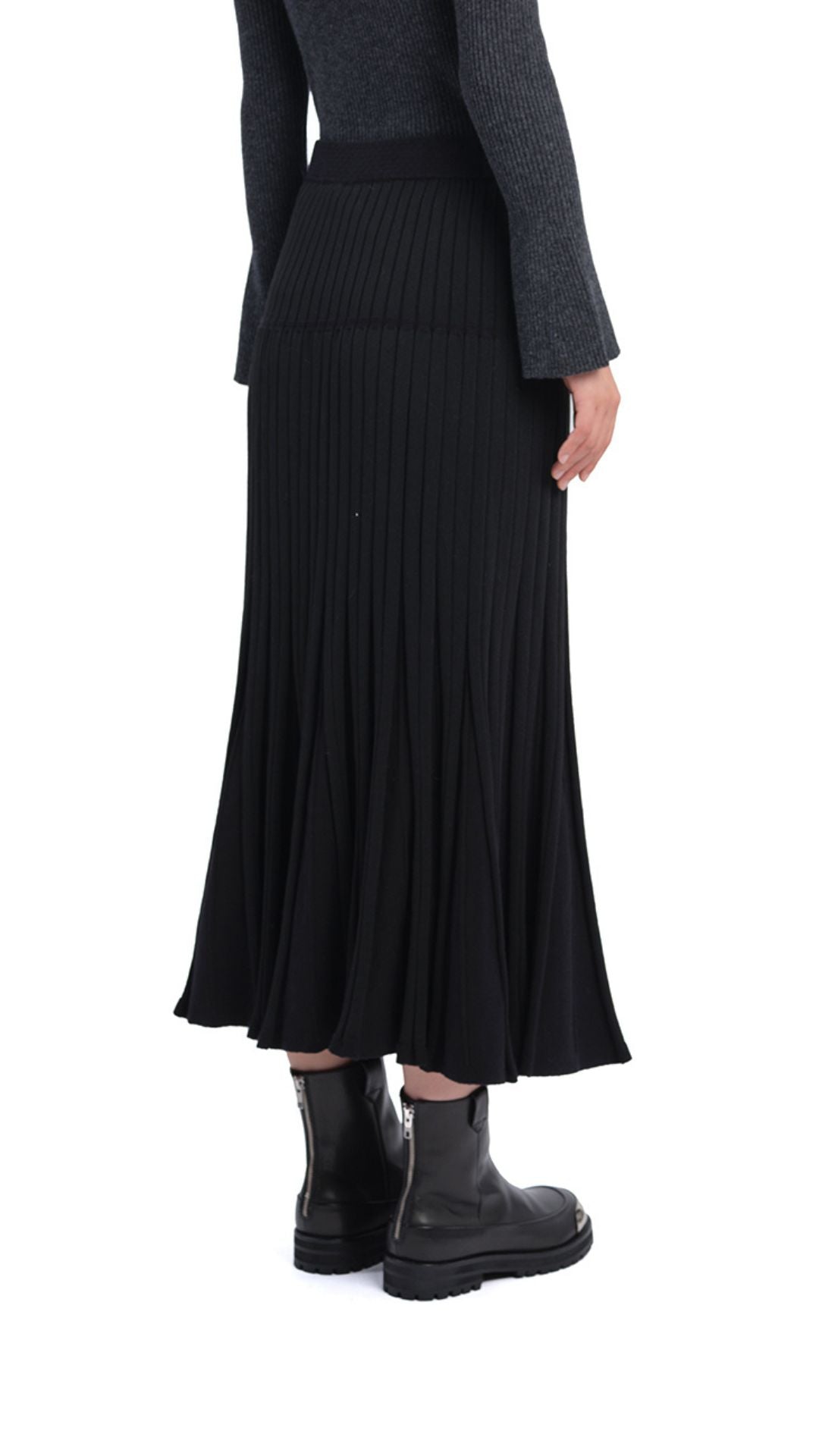 Stylish Knitted Flare Skirt for Women - Trendy High Waist A-Line Midi Skirt - Perfect for Casual Outfits, Office Wear & Date Nights