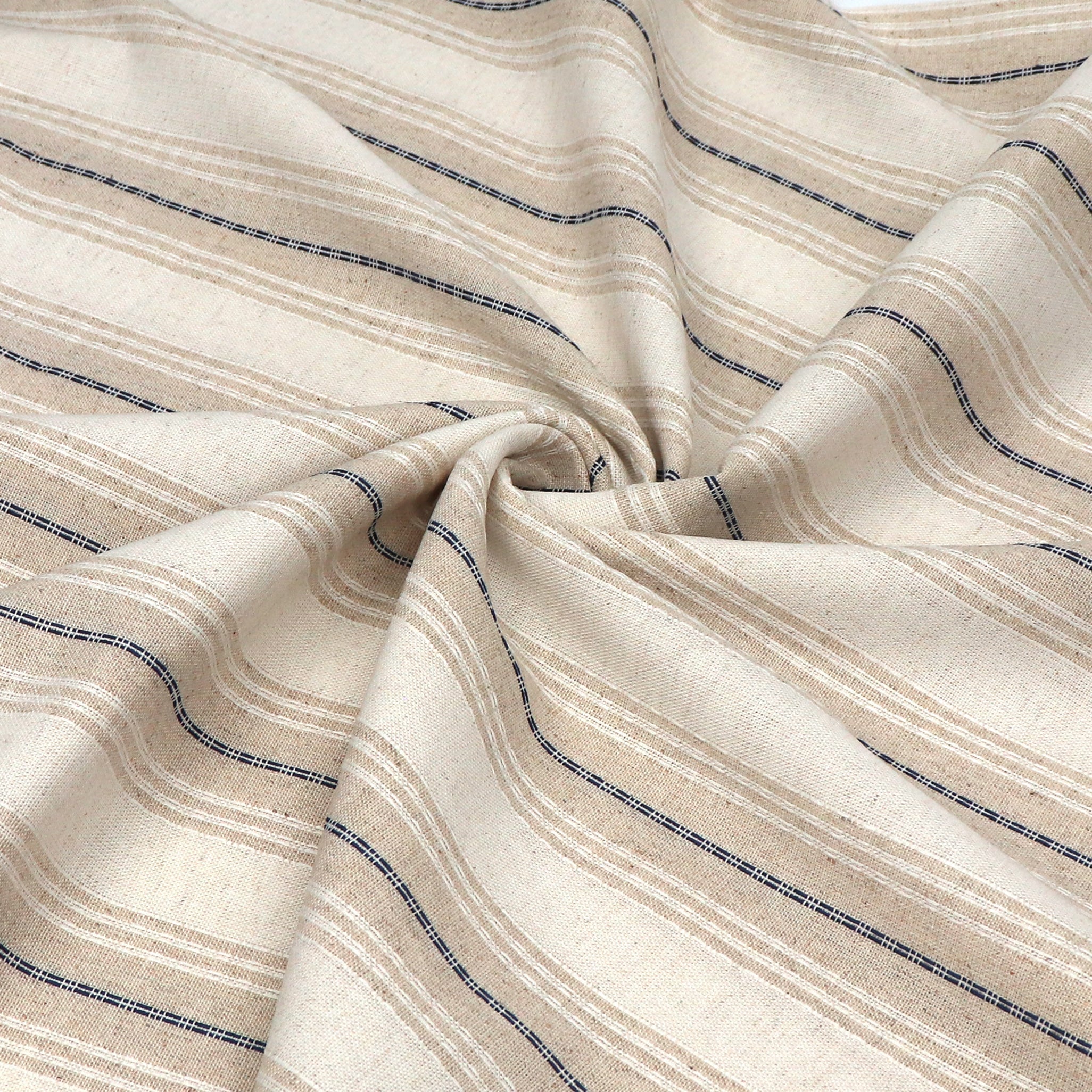 Premium Viscose Linen Blend Fabric - Yarn Dyed Blue & White Stripe Textile for Dresses, Shirts & Home Decor | Soft, Breathable & Stylish Material for Sewing Projects & DIY Fashion