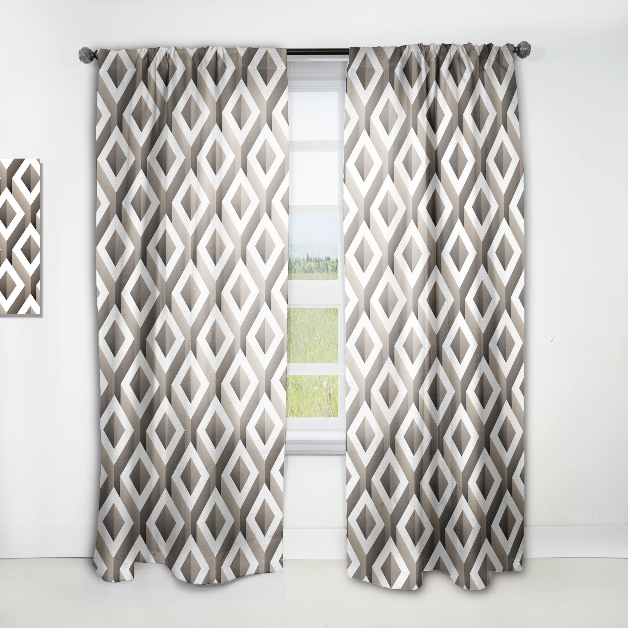 DesignQ 'Boxes Illustration' Thermal Insulated Curtains - Single Panel (52x120 inches) for Bedroom & Living Room - Blackout Drapes for Home Decor & Light Control