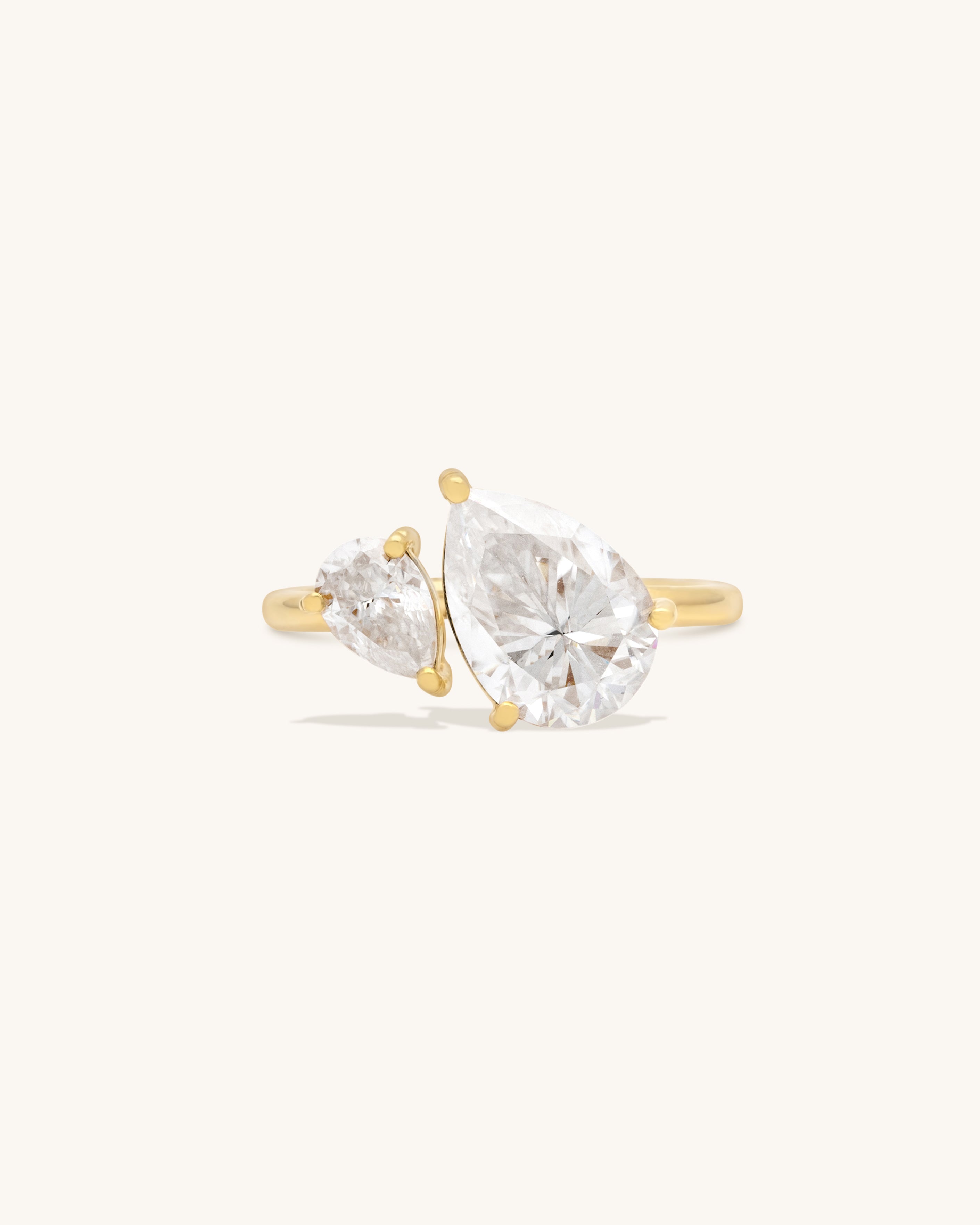 Toi Et Moi Bold Ring - Unique Two-Stone Engagement Ring for Women, 18K Gold Plated Couple Promise Ring - Perfect for Anniversaries, Proposals & Romantic Gifts