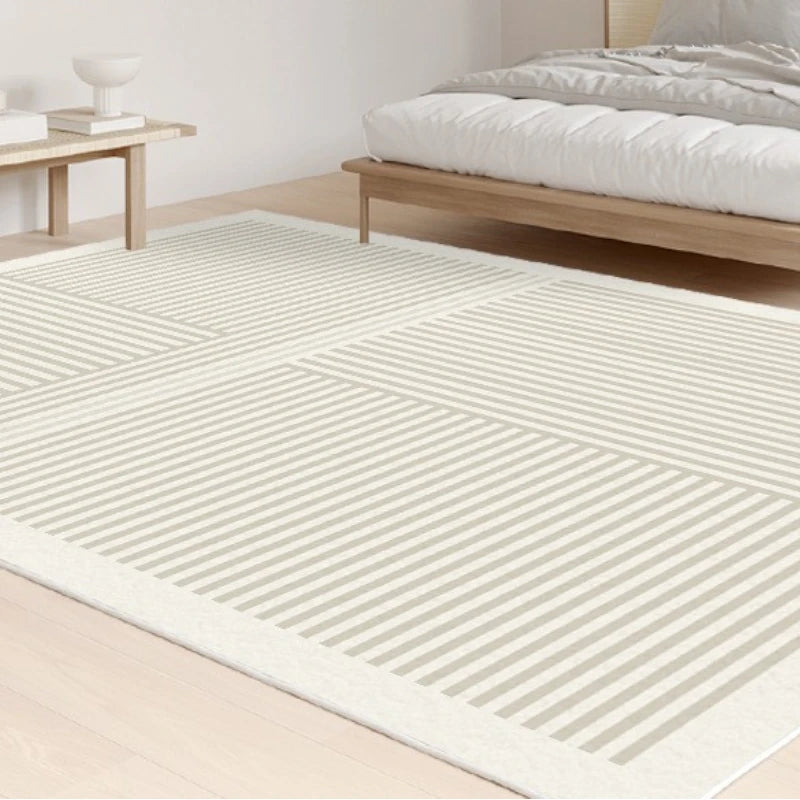 Avalyn Modern Geometric Faux Wool Area Rug - Soft Non-Slip Living Room Rug for Bedroom, Office & Home Decor - 5x7 Feet Grey Contemporary Carpet