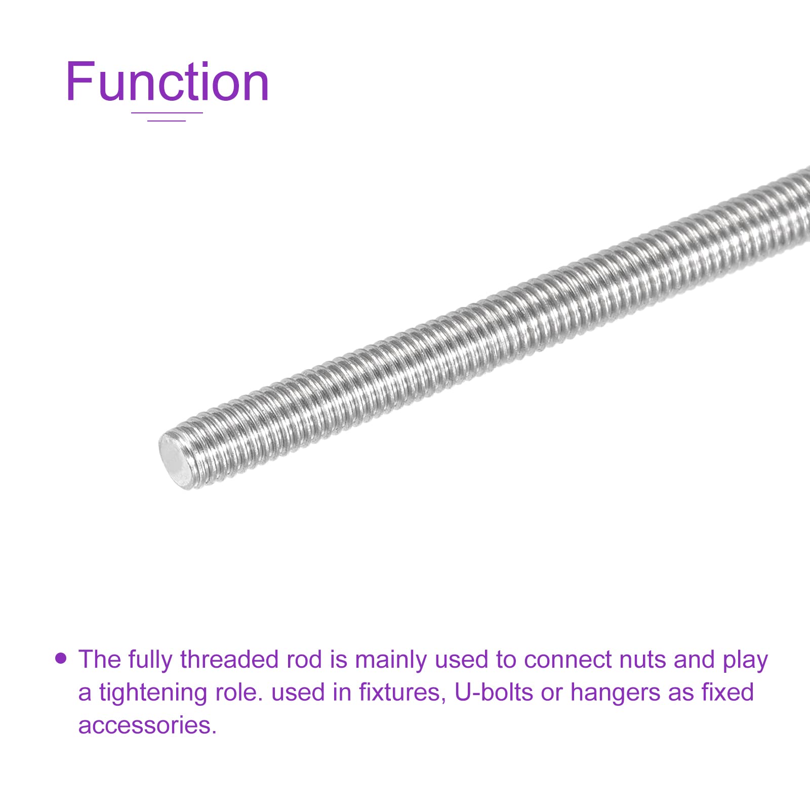 304 Stainless Steel M5 x 190mm Threaded Rods - 5 Pack for DIY & Construction
