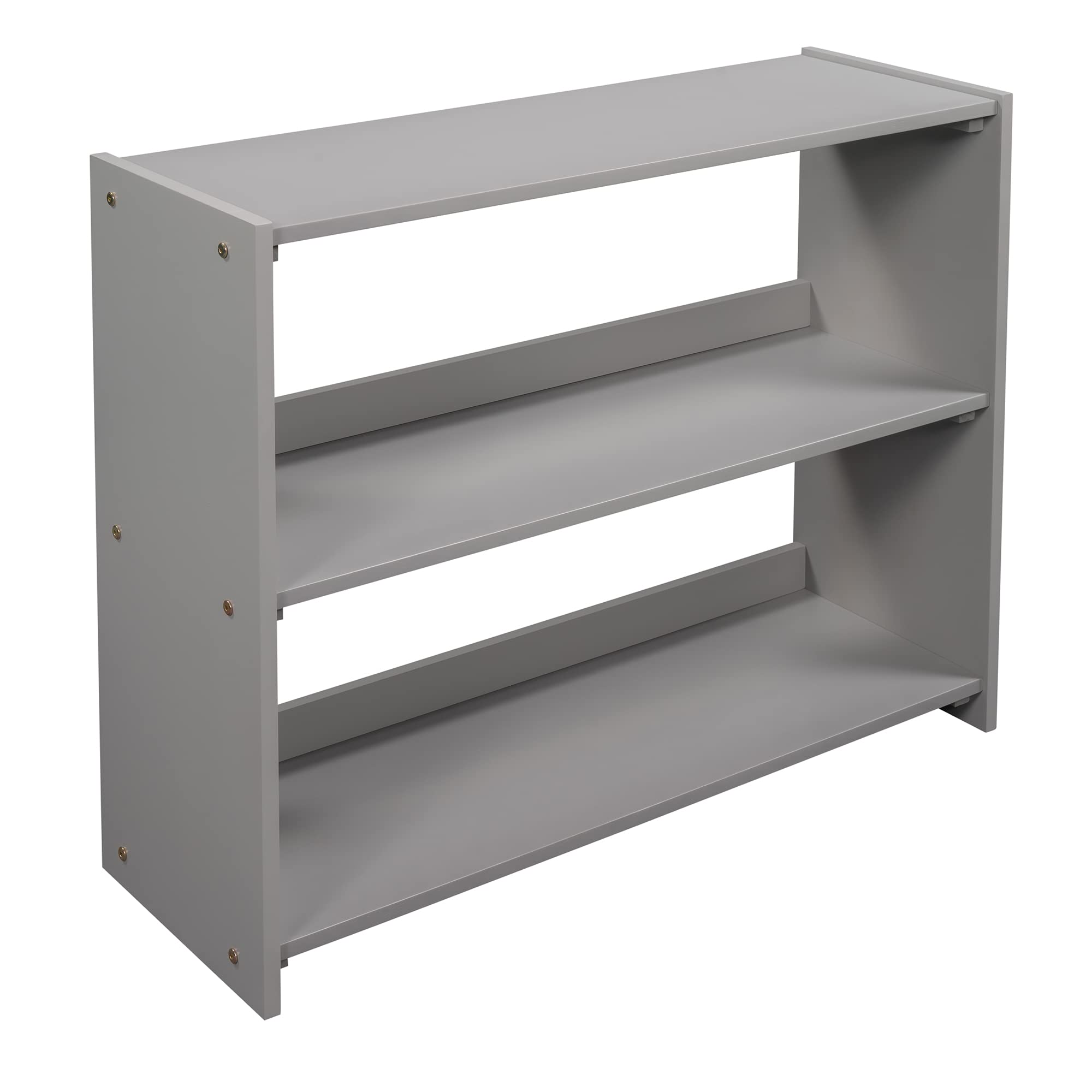 Merax Twin Size Low Loft Bed Frame for Kids & Teens - Study Bed with Storage Cabinets, Shelves & Fun Slide - Space-Saving Grey Bedroom Furniture for Small Rooms & Shared Kids' Bedrooms