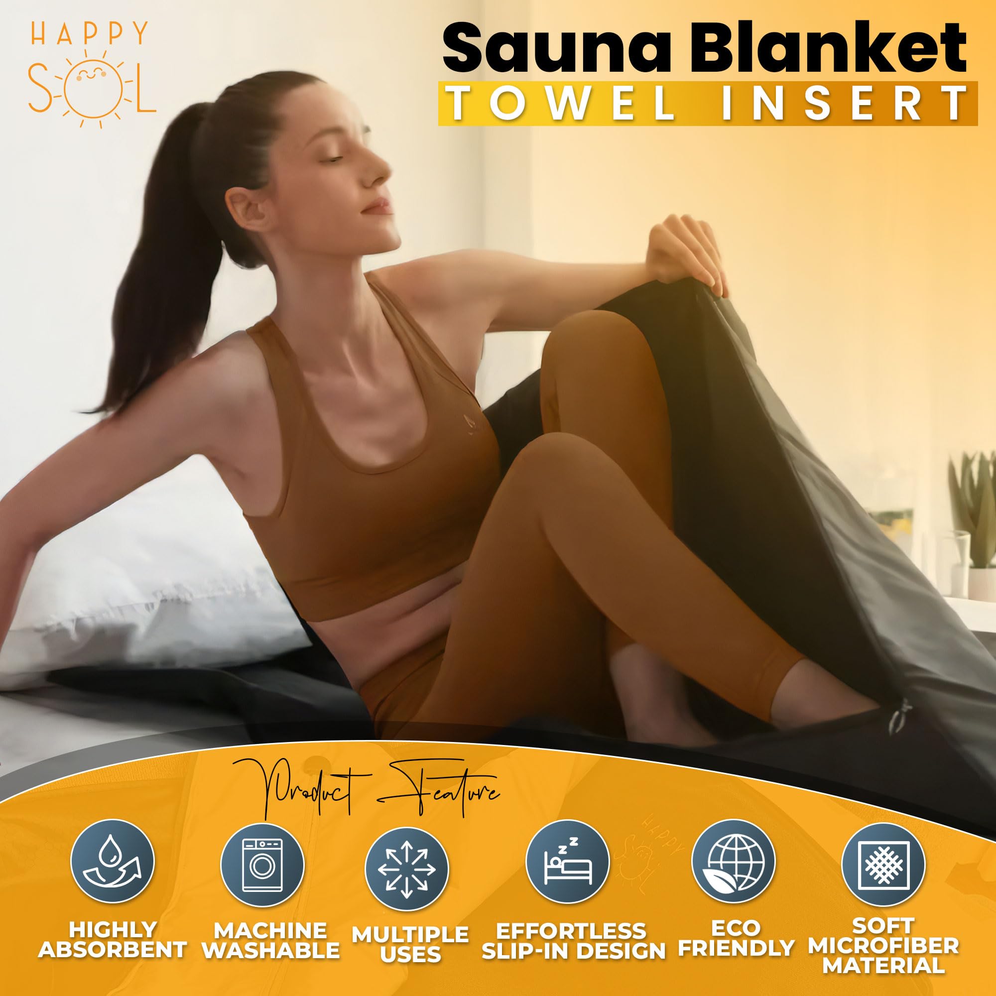 Premium Sauna Blanket Towel Insert - Super Absorbent & Reusable Microfiber Towel for Home Sauna (58