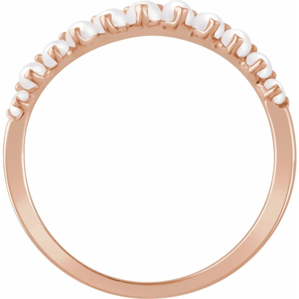 Freshwater Cultured Pearl Ring Band - 3mm Width Elegant Jewelry for Women, Wedding, Anniversary & Special Occasion Gifts