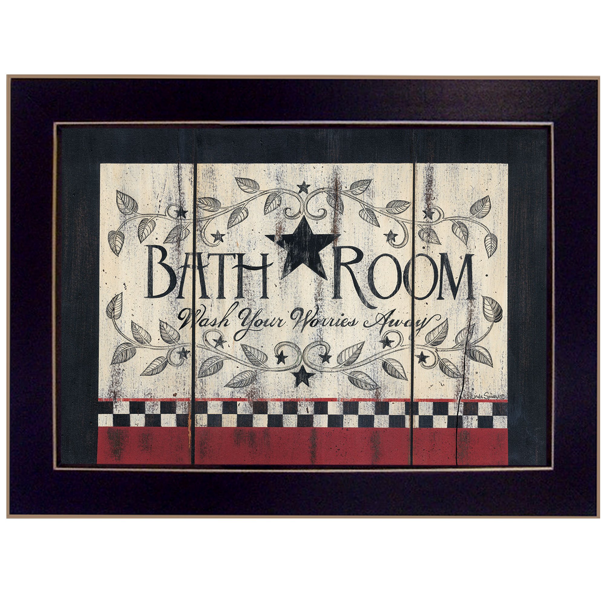 Linda Spivey Framed Bathroom Wall Art Prints - Black & Tan Home Decor for Bathroom, Powder Room & Guest Bath