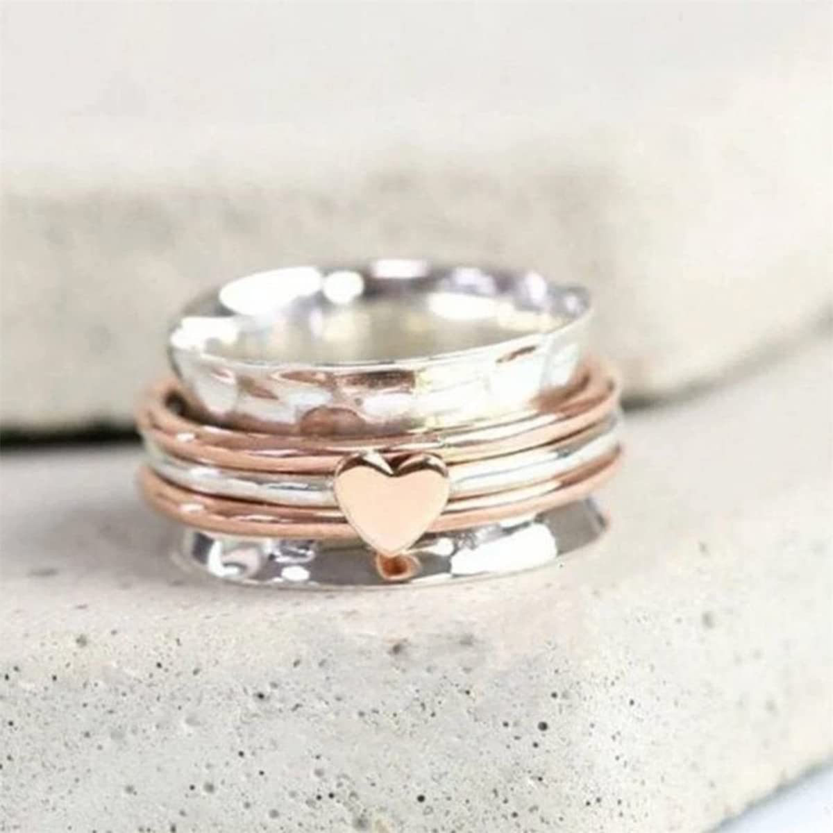 Rotating Anxiety Relief Spinner Ring for Women - Stress Relieving Fashion Jewelry Gift in Multiple Sizes, Perfect for Office, Travel & Daily Wear