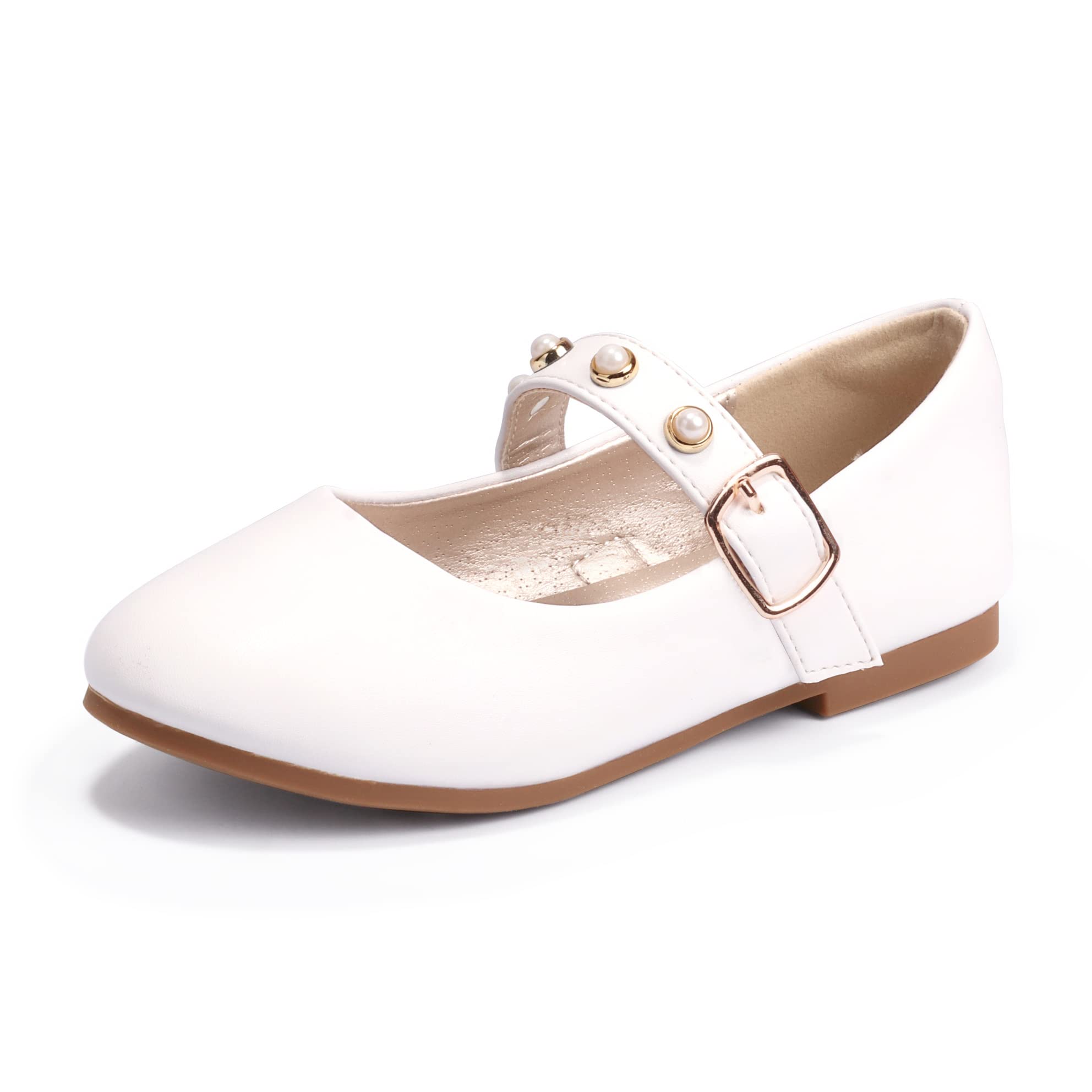 PANDANINJIA Eva Girls Dress Shoes - Comfortable Flats for Toddler, Little & Big Kids - Flower Girl, Mary Jane Style for Party, Wedding & School (Perfect for Special Occasions & Everyday Wear)