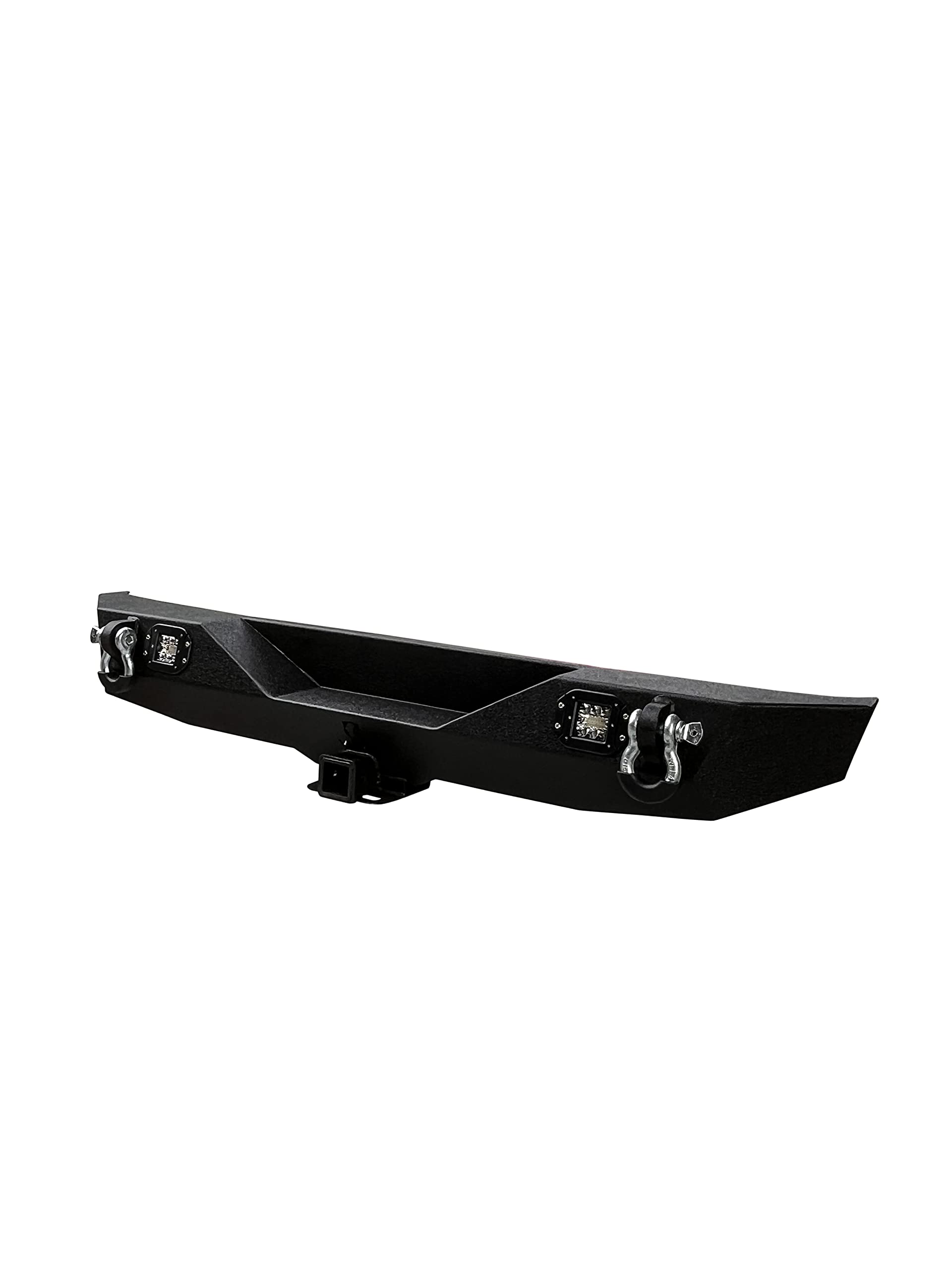 TIOYAR Black Textured Rear Bumper for 2007-2017 Jeep Wrangler JK & JKU - 2 LED Lights, 2