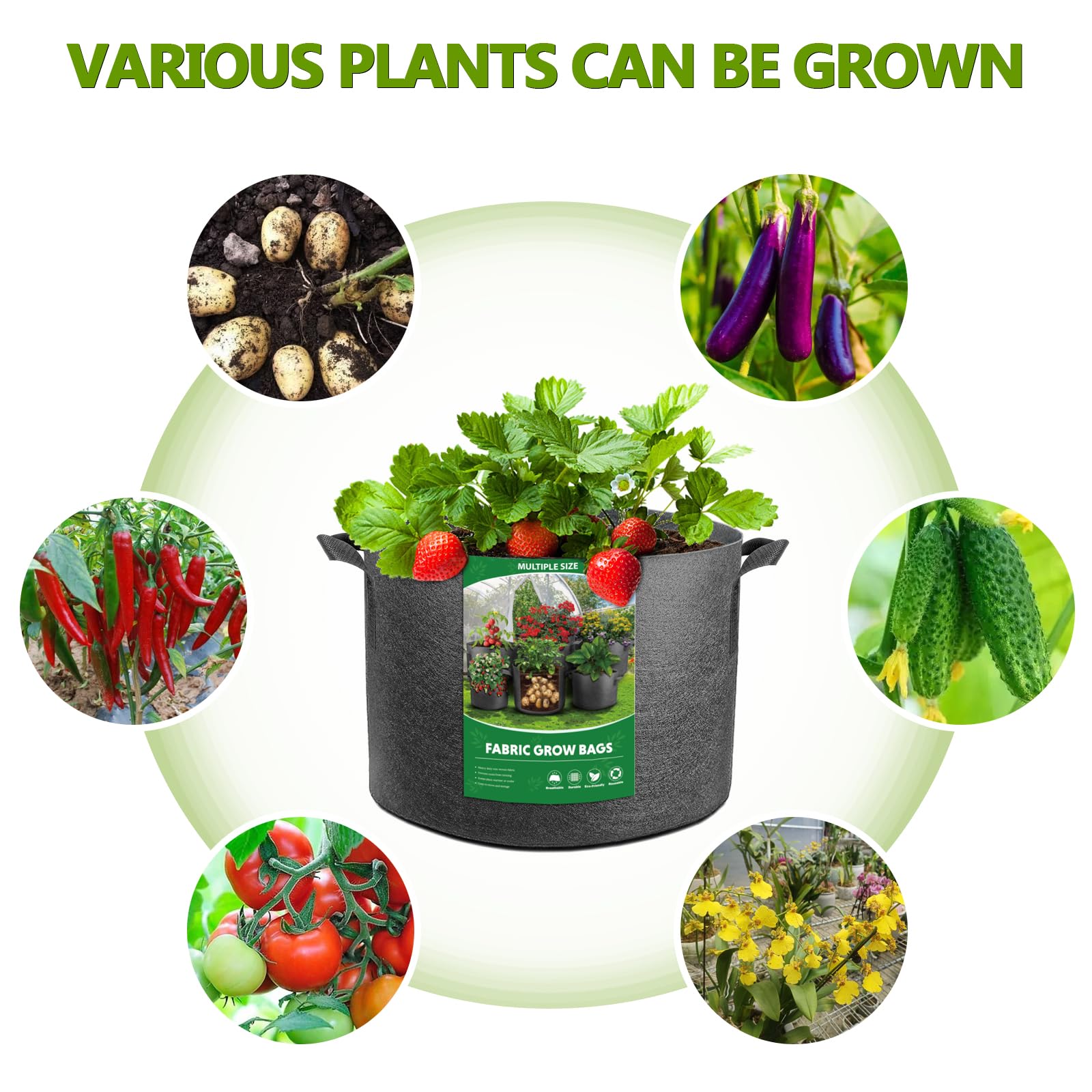 5 Gallon Grow Bags 5-Pack - Heavy Duty Fabric Plant Pots for Vegetables, Fruits, Flowers with Reinforced Handles - Ideal for Outdoor Gardening, Container Planting & Urban Farming - Perfect for Tomatoes, Potatoes, Herbs & More