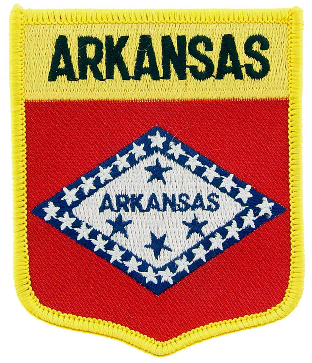 Arkansas State Flag Embroidered Iron-On Patch - Durable Shield Design for Hats, Jackets & Backpacks - Perfect for DIY Crafts, Gifts & Patriotic Decor