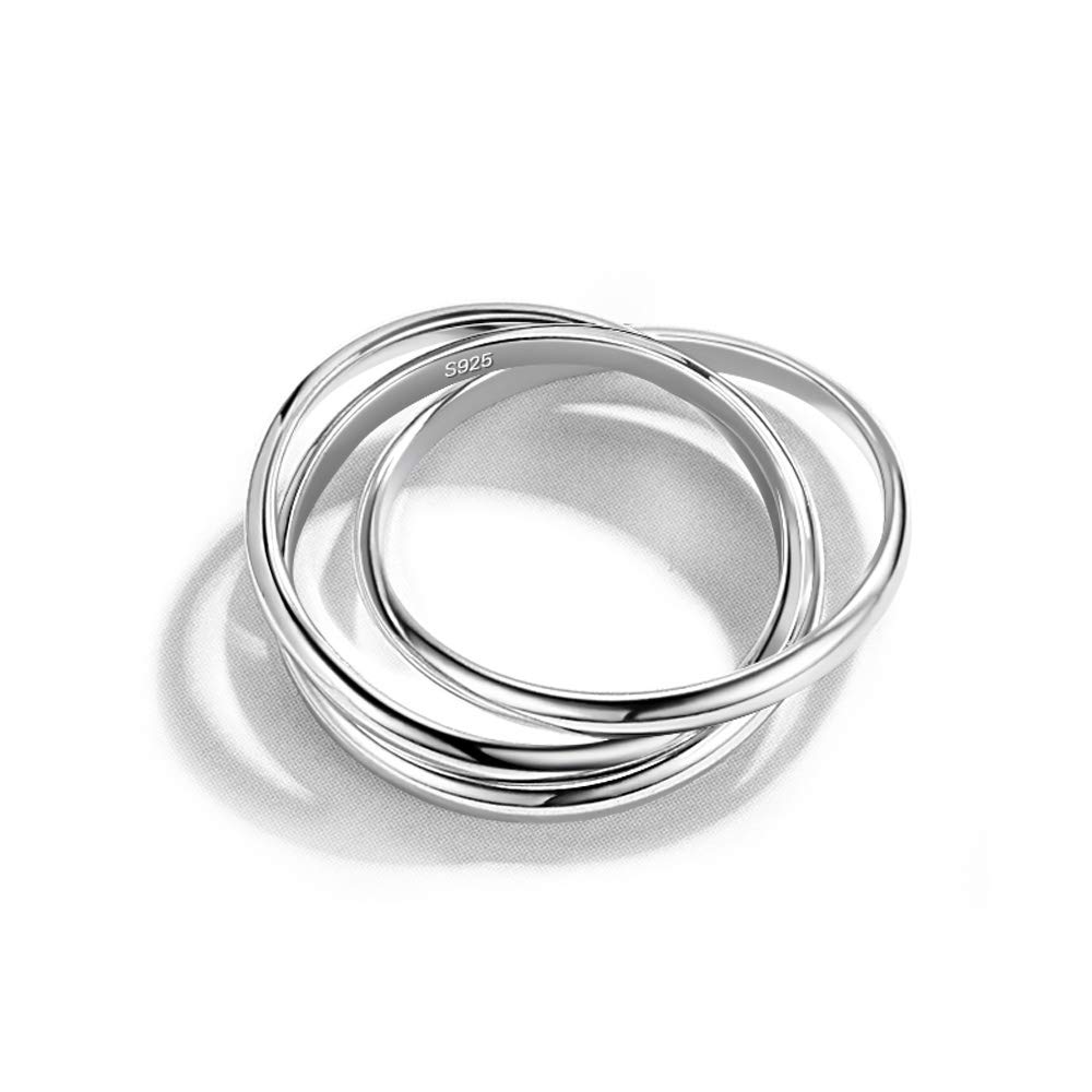 Minimalist 925 Sterling Silver Triple Stack Ring for Women - Elegant Glamour Jewelry Size 5-11 - Perfect for Cocktail Parties, Date Nights & Everyday Wear - Unisex Fashion Accessory