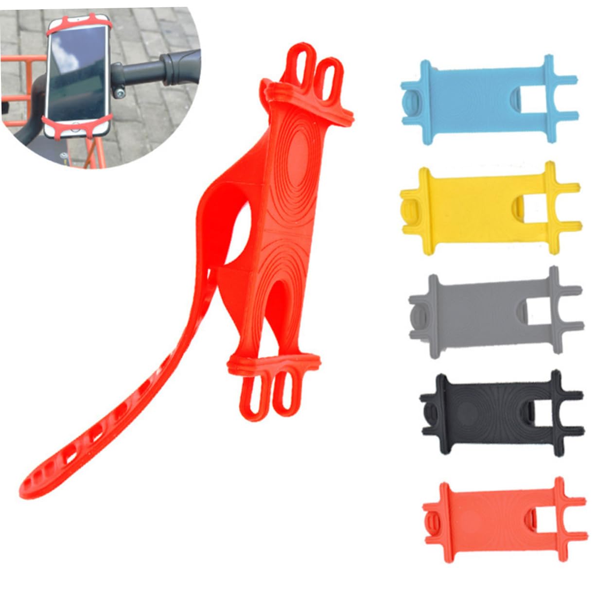 Universal Phone Mount for Biking - Adjustable Silicone Phone Holder for Mountain Biking, Cycling & Outdoor Sports | Red | Easy Installation | Secure Grip for Phones