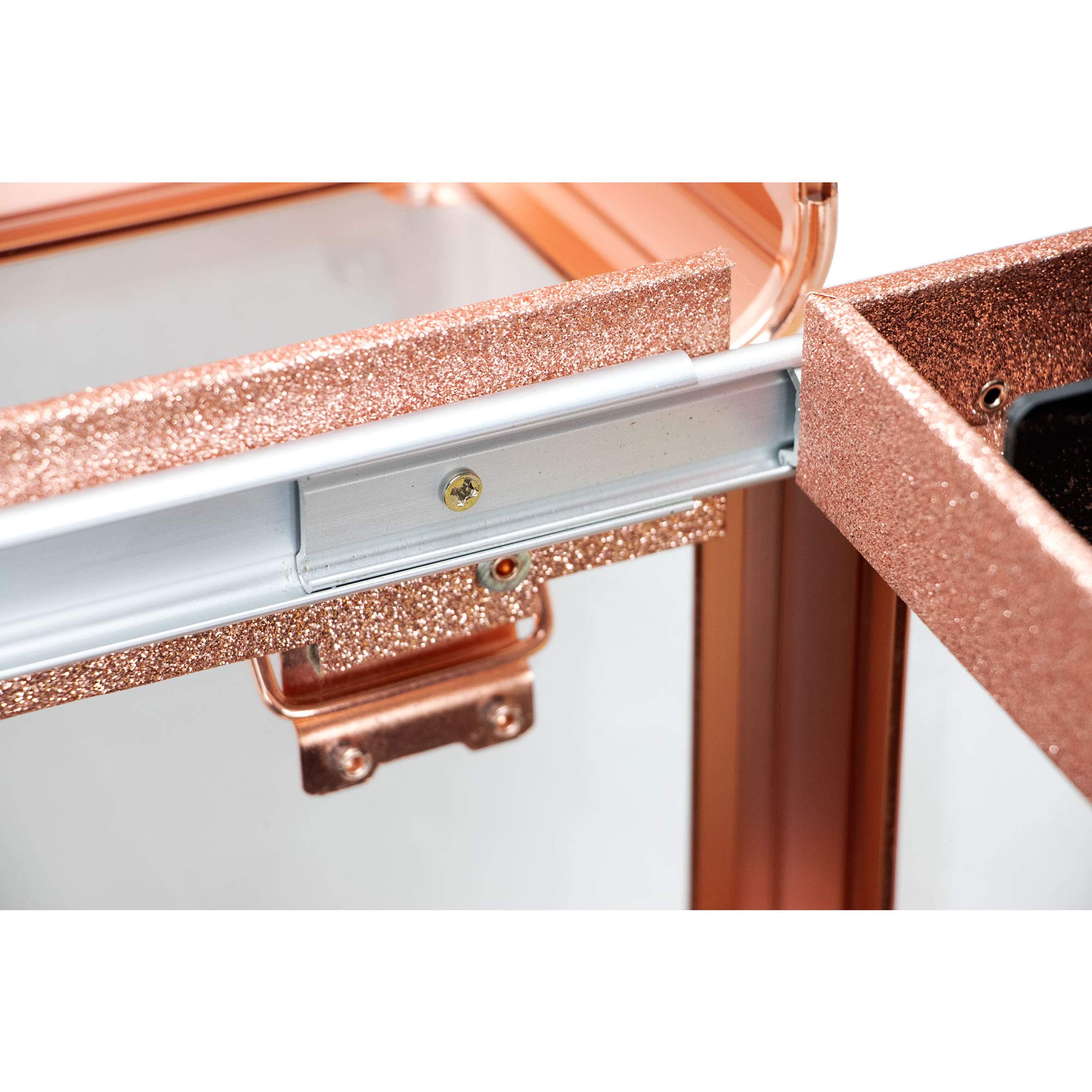 VER Beauty Acrylic Nail Polish Organizer Case (Rose Gold) - 3-Tier Makeup Organizer Trolley with Lockable Drawers & Extra Bottom Trays | Portable Nail Art Storage for Salon, Home & Travel | Professional Cosmetic Display Case for Nail Technicians