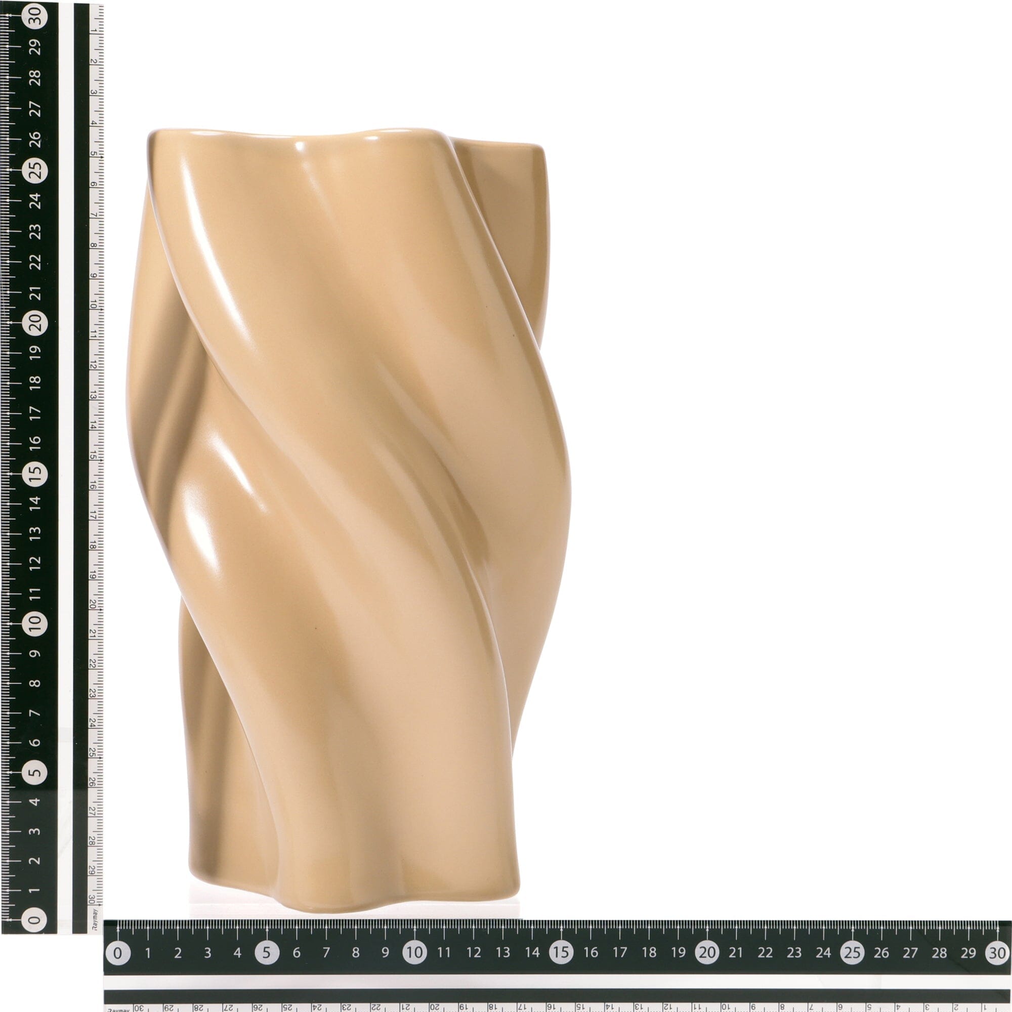 Large Beige Ceramic Twist Flower Vase - Elegant Home Decor for Living Room, Dining Table, Wedding Centerpiece & Gift Idea