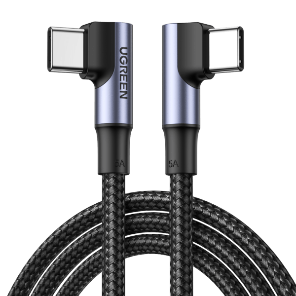 UGREEN 100W USB C Right Angle Cable - Fast Charging USB Type C Cable for MacBook, iPhone 15, iPad, Samsung Galaxy - Perfect for Home, Office & Travel Charging