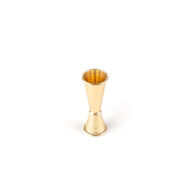 1 oz & 2 oz Gold Plated Stainless Steel Cocktail Jigger - Japanese Style Bar Measuring Tool for Mixing Drinks - Perfect for Bartenders, Home Bars & Cocktail Enthusiasts