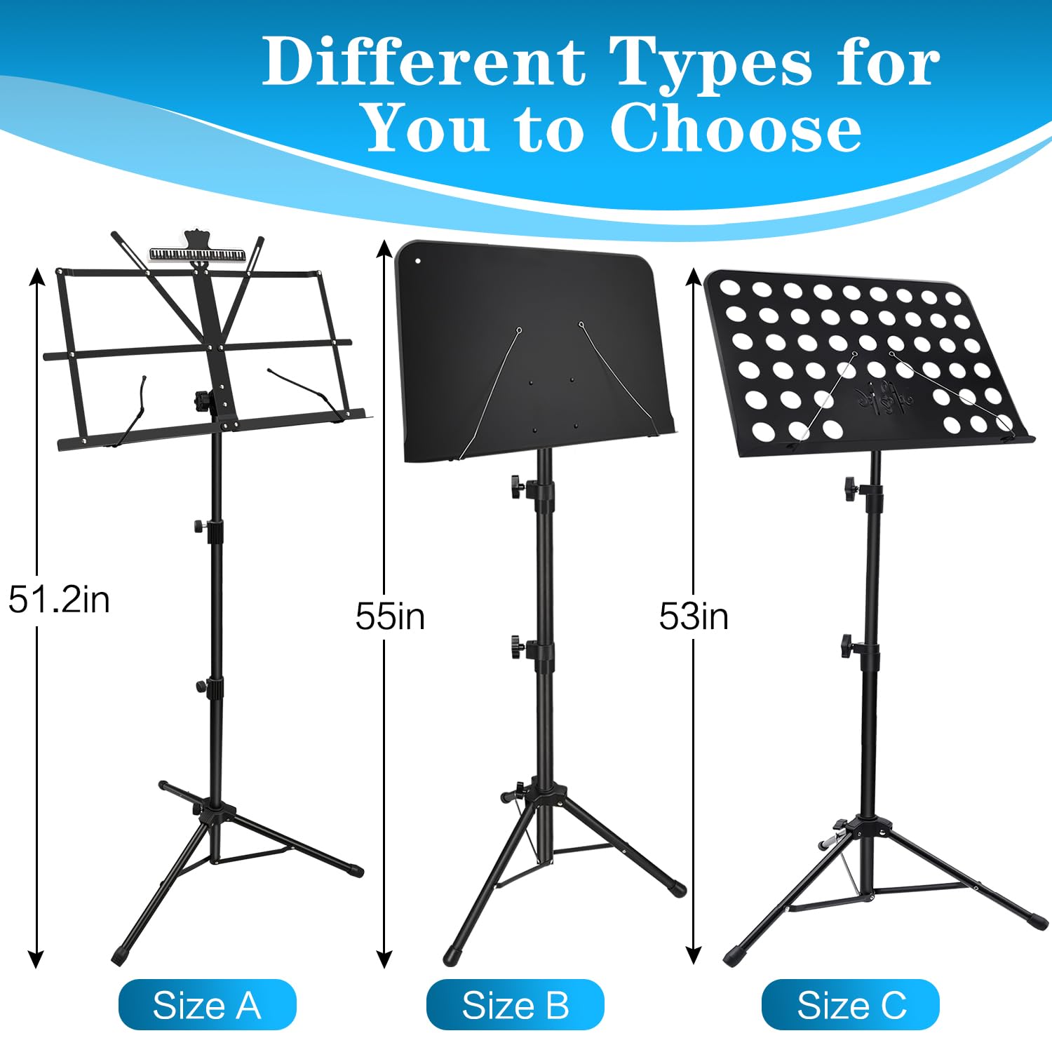 2 Pack Sheet Music Stand - Dual-Use Folding & Adjustable Desktop Book Stand with Sheet Clip Holder & Carrying Bag - Lightweight Portable for Piano, Violin, Guitar Practice & School Band Performances
