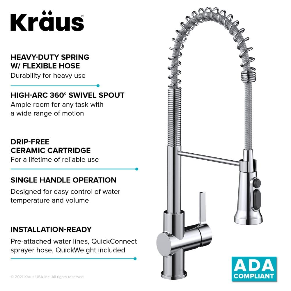 KRAUS Britt 2-in-1 Commercial Style Pull-Down Single Handle Water Filter Kitchen Faucet - Chrome Finish, Fits Reverse Osmosis & Filtration Systems (Model KFF-1691CH) | Perfect for Modern Kitchens & Clean Drinking Water