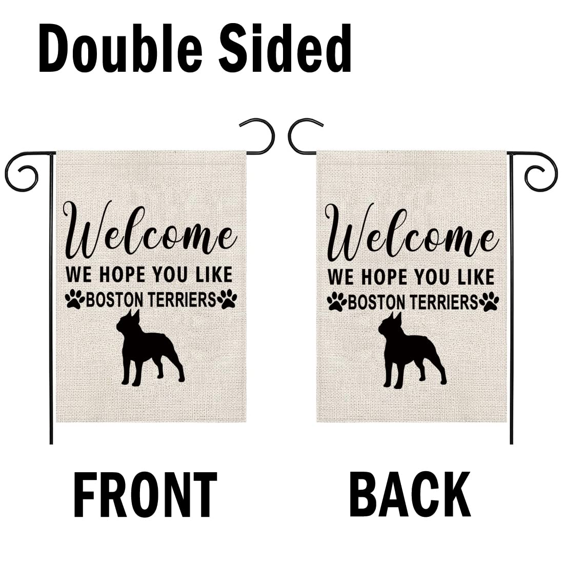 PWHAOO Boston Terriers Garden Flag - Welcome & Decorative Banner for Dog Lovers - Perfect for Outdoor Yard, Lawn, and Patio Decor - Ideal for Boston Terrier Fans & Pet-Themed Garden Parties