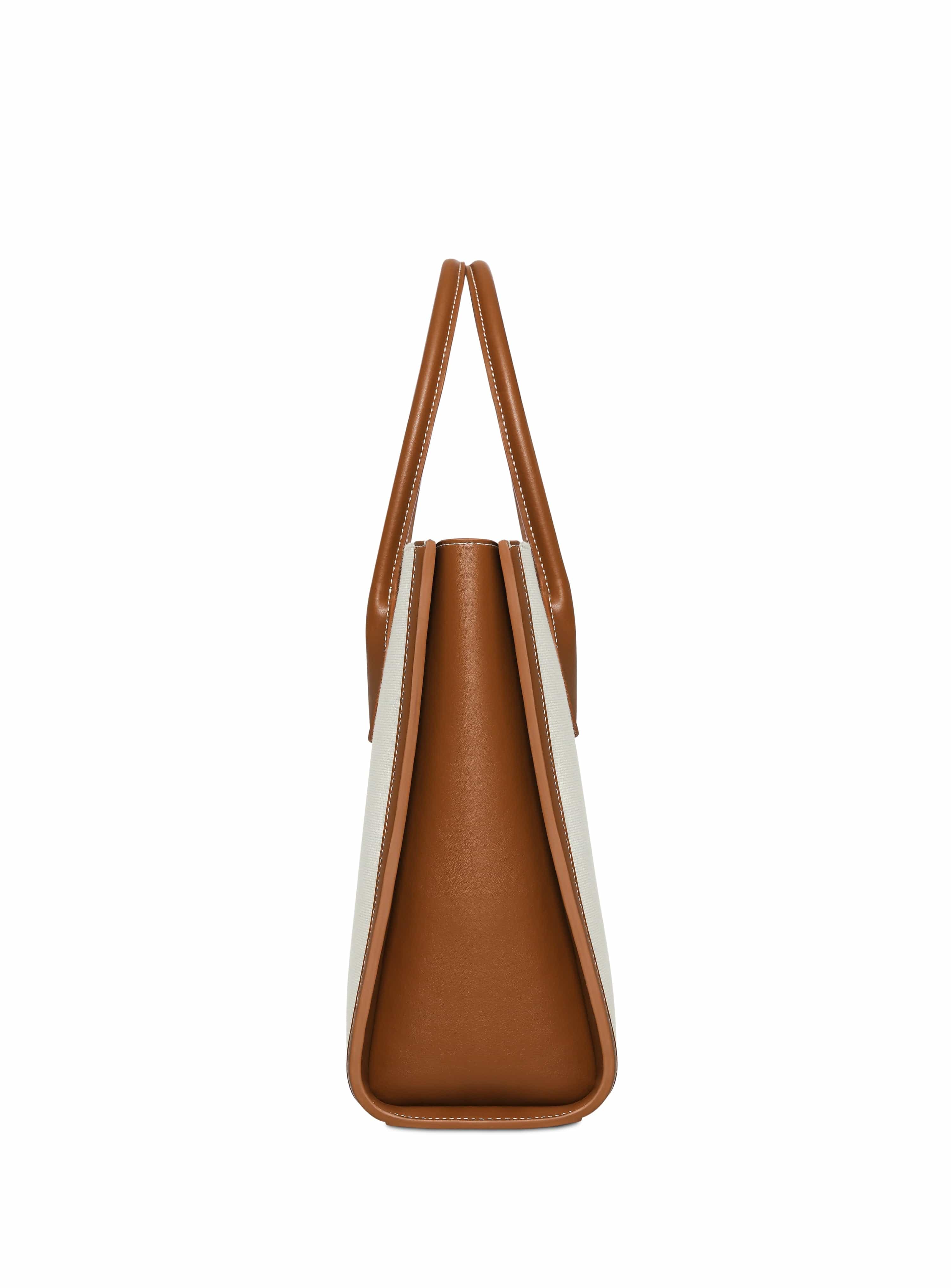 Eco-Friendly Aurora Cactus Leather Vegan Tote Bag for Women - White & Brown | Sustainable Fashion Accessory for Work, Travel & Everyday Use