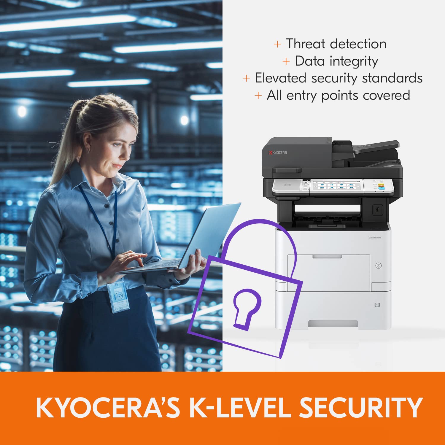 KYOCERA ECOSYS MA5500ifx All-in-One Monochrome Laser Printer - Print, Copy, Scan, Fax - 57 ppm High Speed, 1200 dpi Fine Resolution, Gigabit Ethernet, HyPAS Capable, 7-inch Touchscreen, 512 MB Memory - Perfect for Office & Small Business Document Management