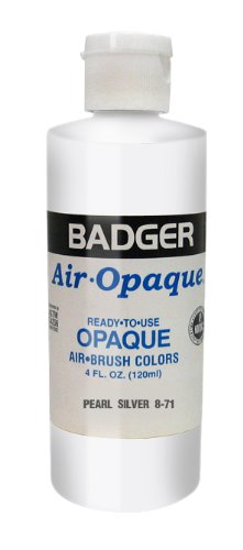 Badger Air-Brush Company Air-Opaque Airbrush Ready Water Based Acrylic Paint - Pearl Silver (4 oz) for Model Painting, DIY Crafts & Automotive Art - Premium Quality, Smooth Finish