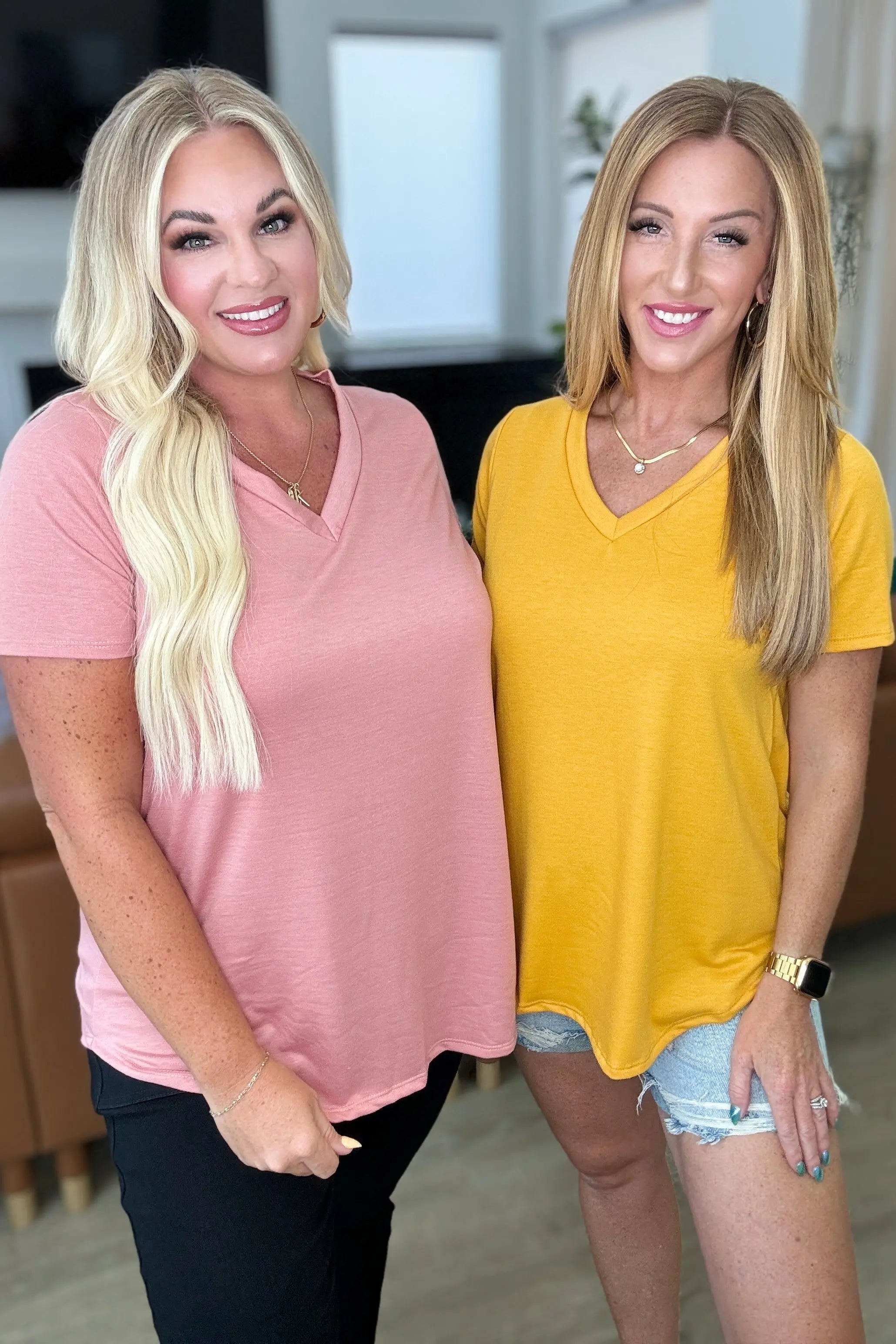 Heart and Soul V Neck Top in Dusty Pink - Women's Casual Blouse for Everyday Wear, Date Night & Office Outfits