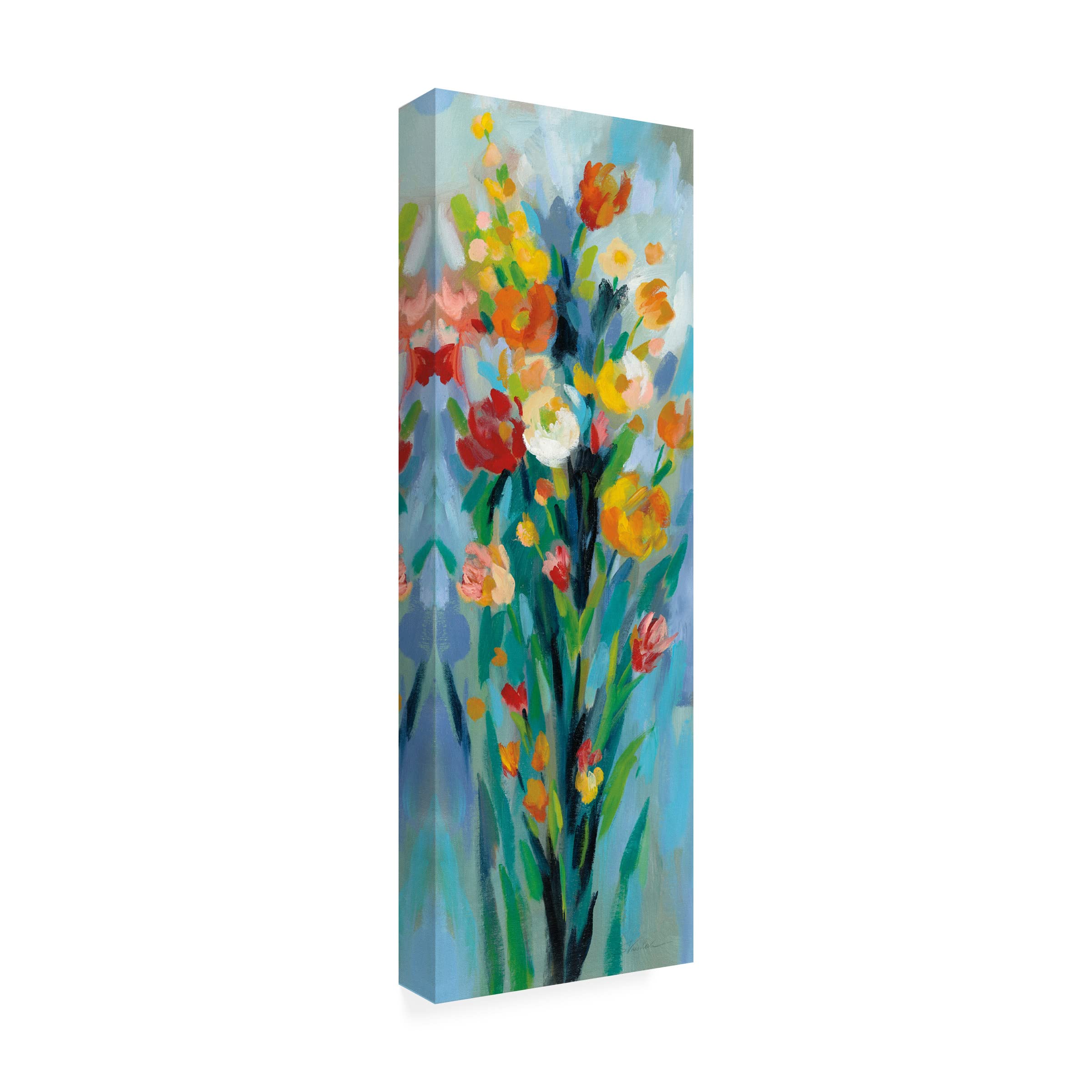 Silvia Vassileva 'Tall Bright Flowers II' Canvas Wall Art - Modern Floral Painting for Living Room, Bedroom & Office Decor