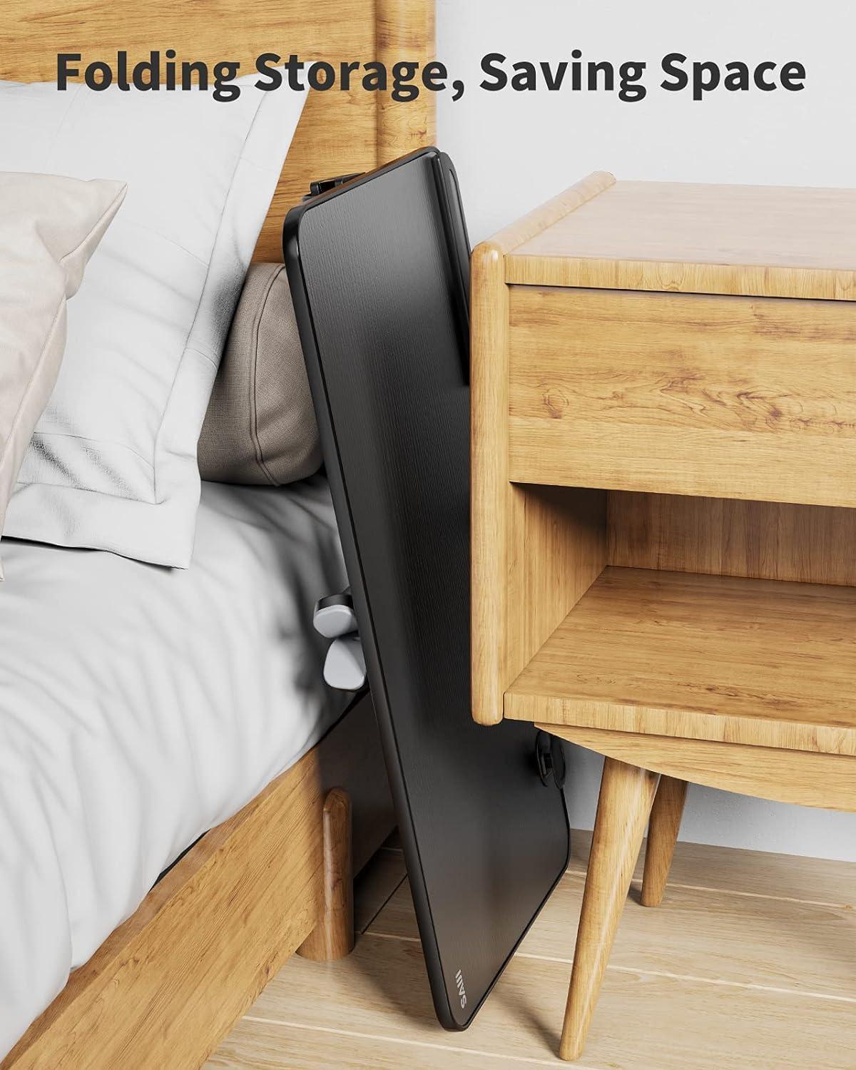 Adjustable Laptop Stand for Bed & Sofa - SAIJI Lightweight Foldable Lap Desk with Height & Angle Control, Portable Bed Tray Table for Adults & Kids - Perfect for Working, Studying, Reading & Watching Movies in Bed or on Couch (Black)